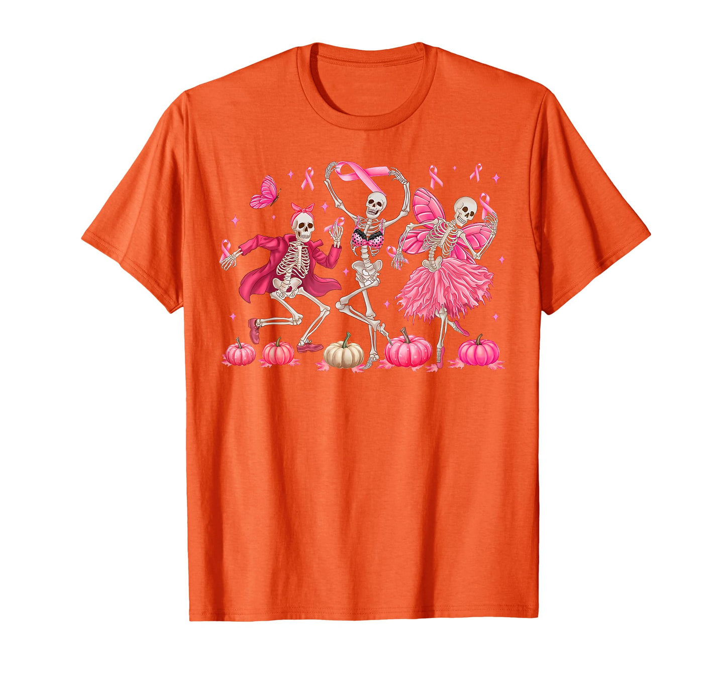 Pink Ribbon Breast Cancer Awareness Skeleton Women Men Kids T-Shirt