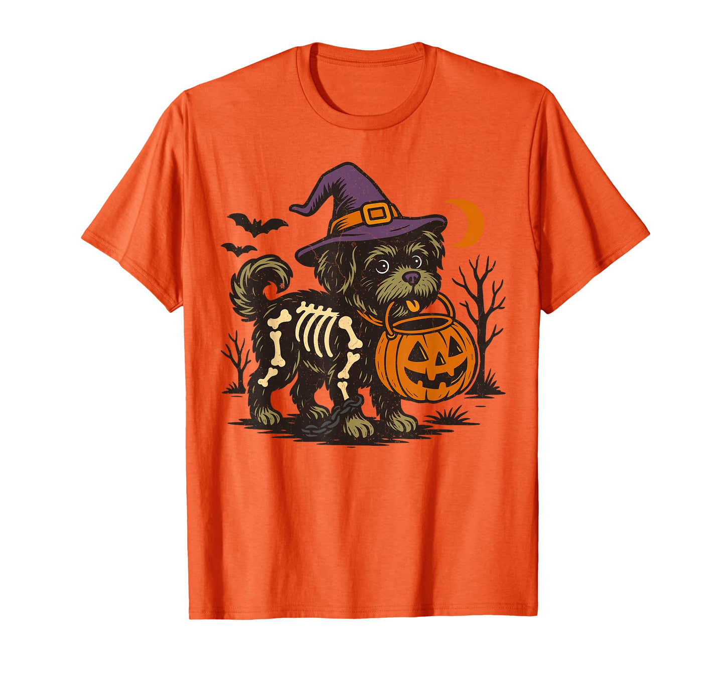 Halloween Shih Tzu Tees Dog Skeleton Spooky Chinese Lion Dog T-Shirt