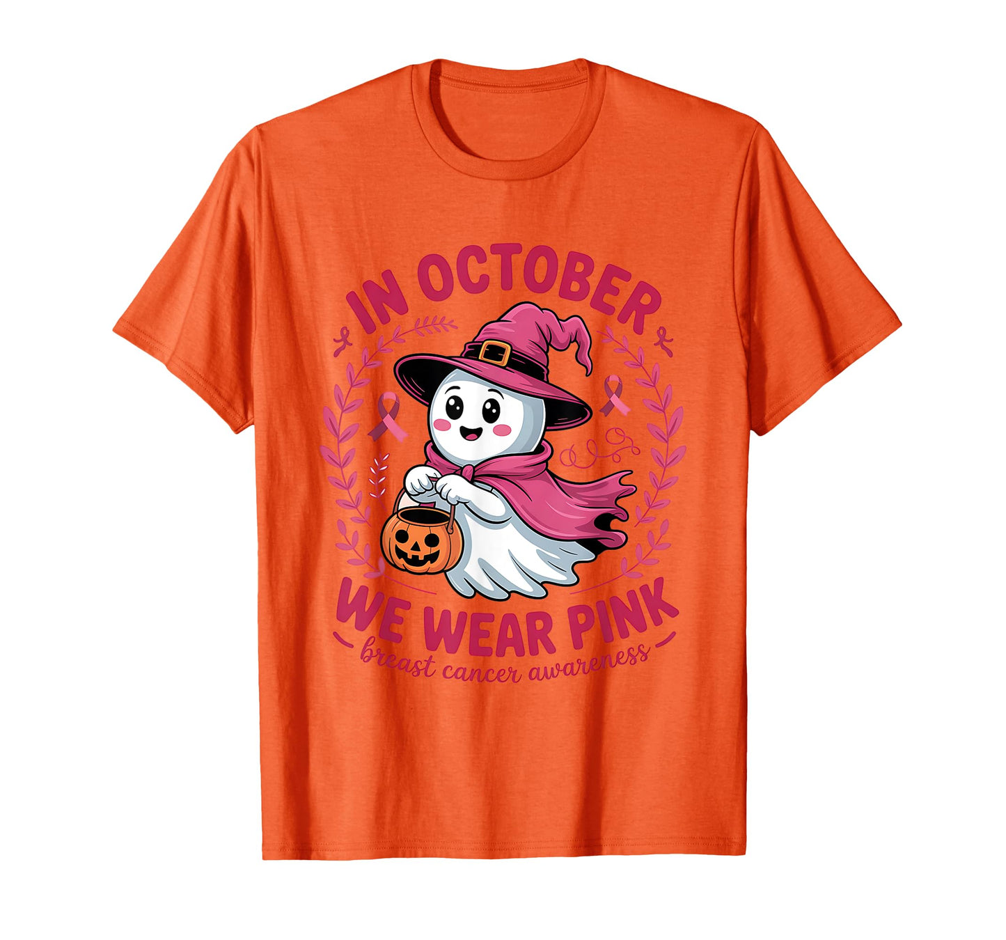 In October We Wear Pink Breast Cancer Awareness Halloween T-Shirt