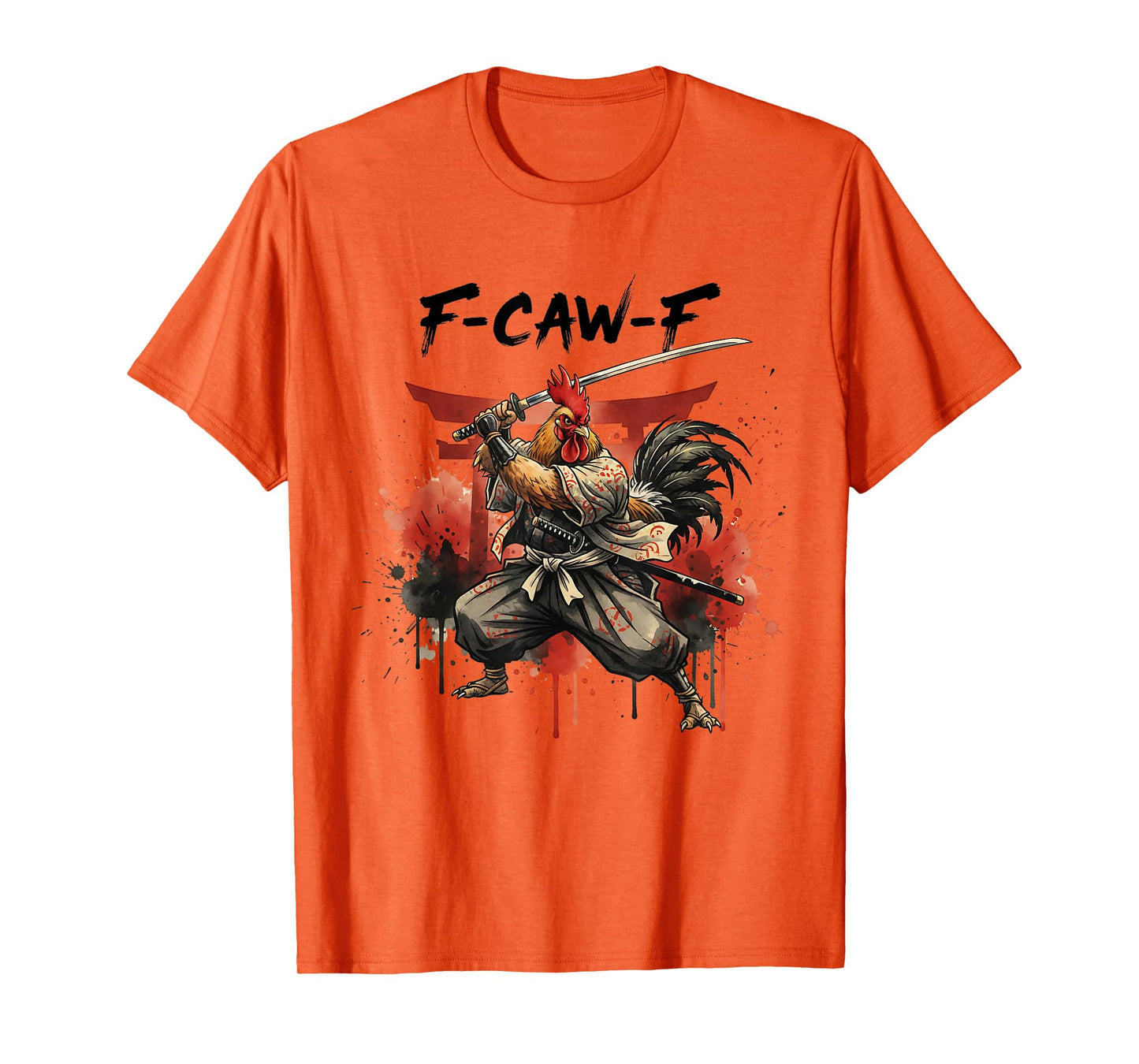Retro Samurai F-Caw-F Chicken Warrior Japanese Chicken Ninja T-Shirt