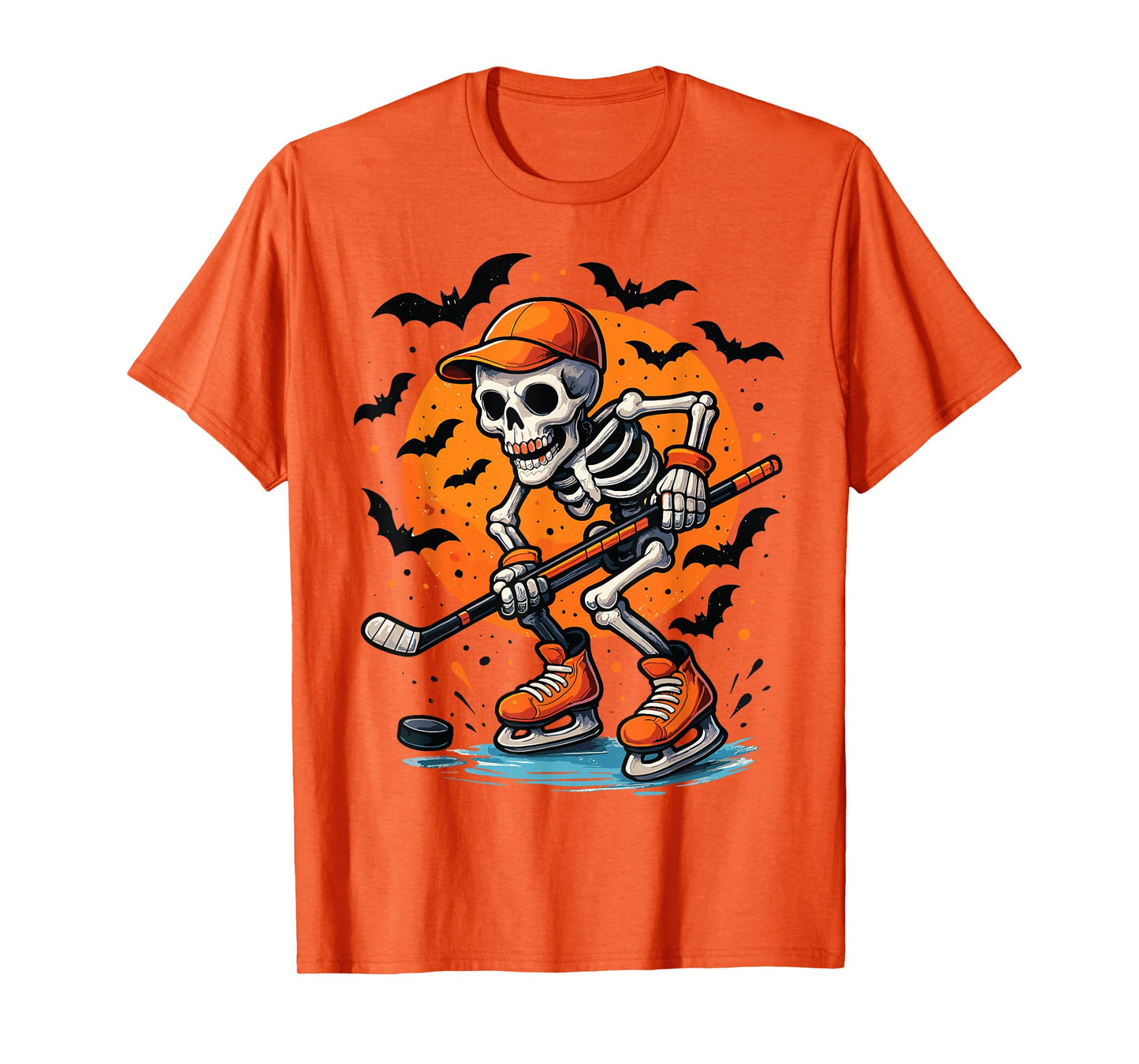 Skeleton Ice Hockey Halloween Costume T-Shirt