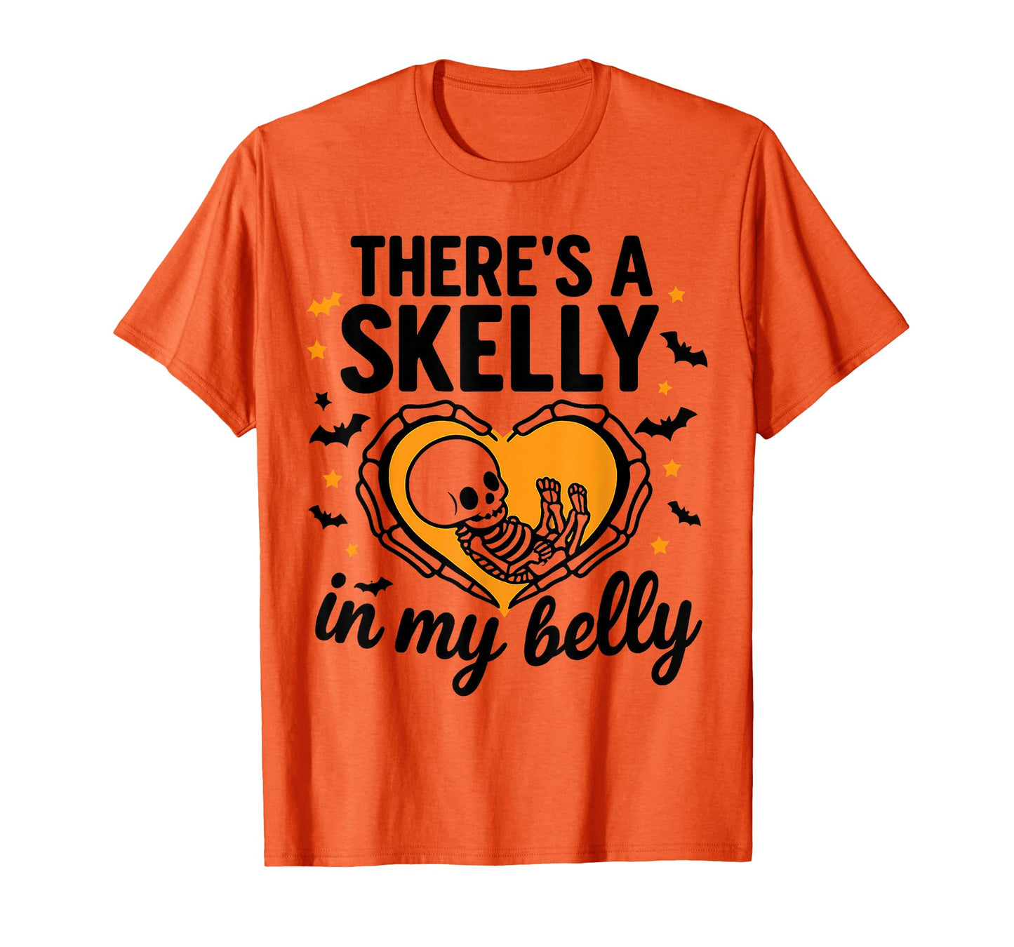 Theres A Skelly in My Belly Funny Pregnancy Halloween T-Shirt