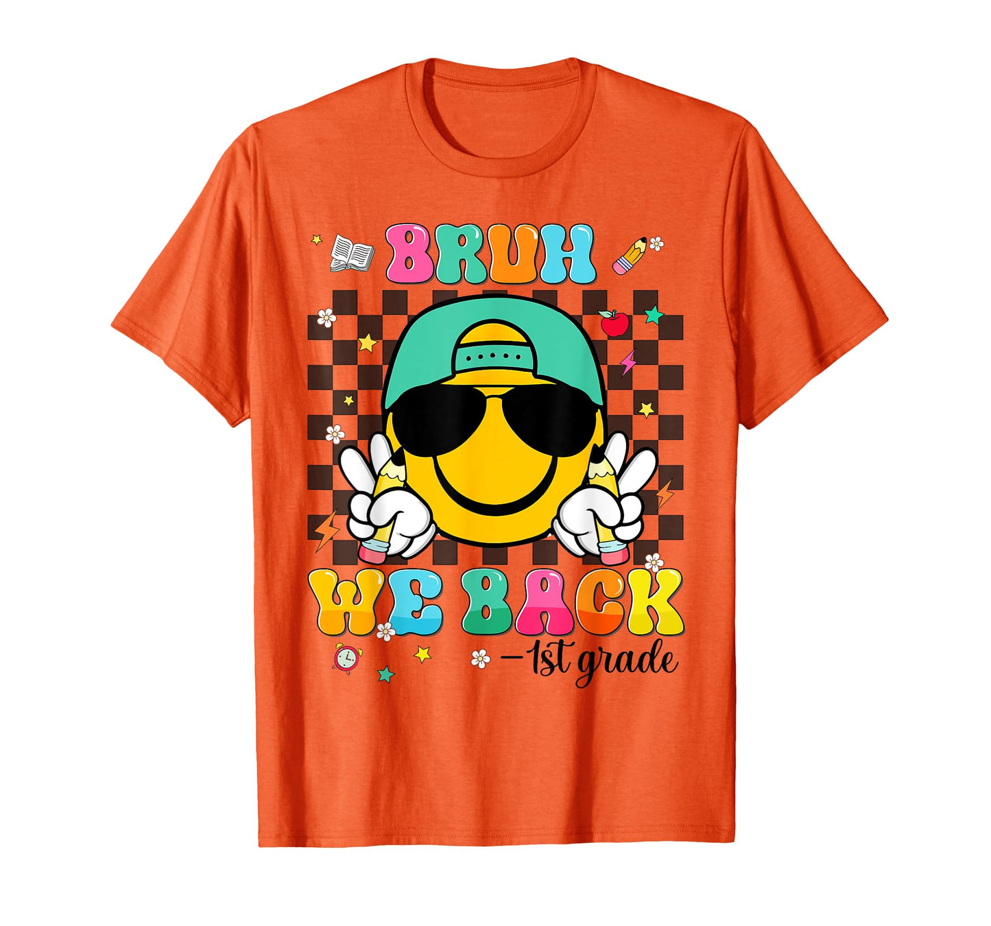 Bruh We Back 1st Grade Smile Face First Day Of School Boys T-Shirt