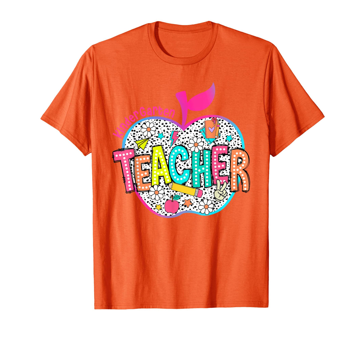 Kindergarten Teacher Back To School Apple Dalmatian Dots T-Shirt