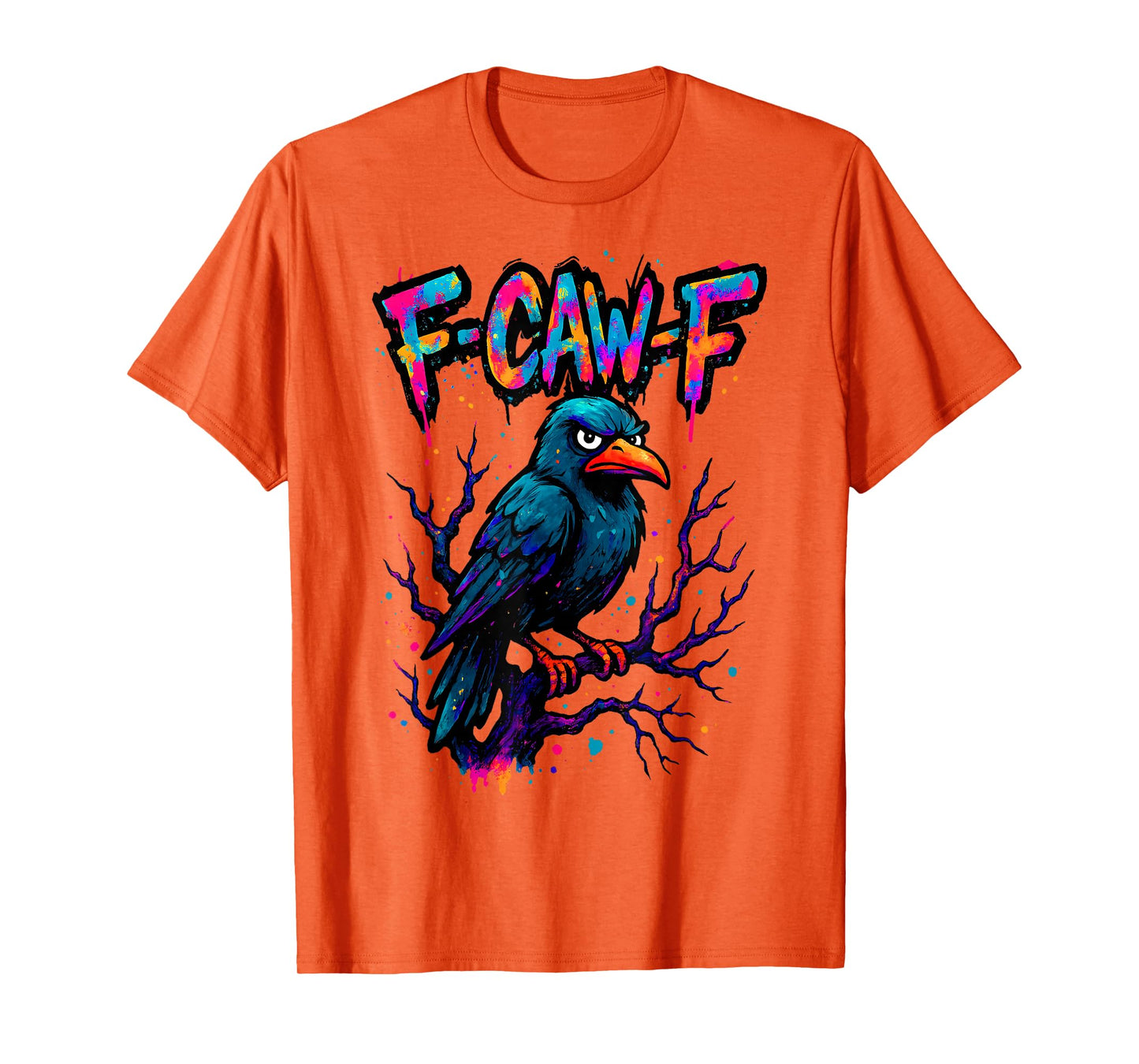 Funny F Caw F Raven Bird Retro Graphic F-CAW-F Crow Pun T-Shirt