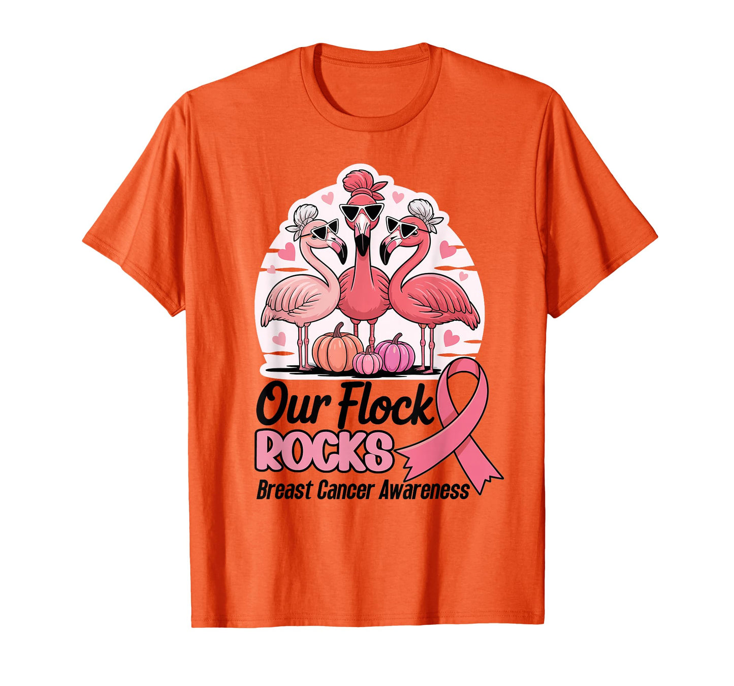 Our Flock Rocks Breast Cancer Awareness Flamingo Pink Squad T-Shirt