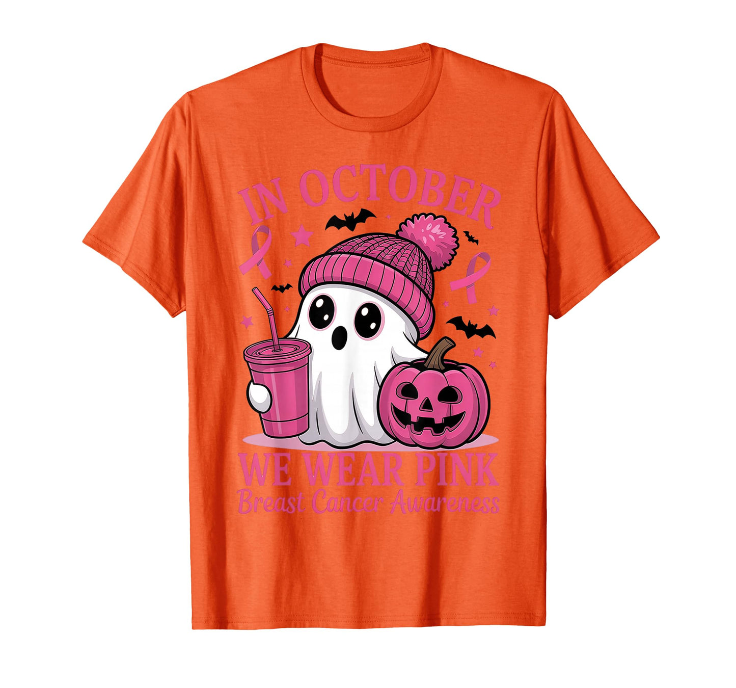 Breast Cancer Halloween Women in October We Wear Pink T-Shirt
