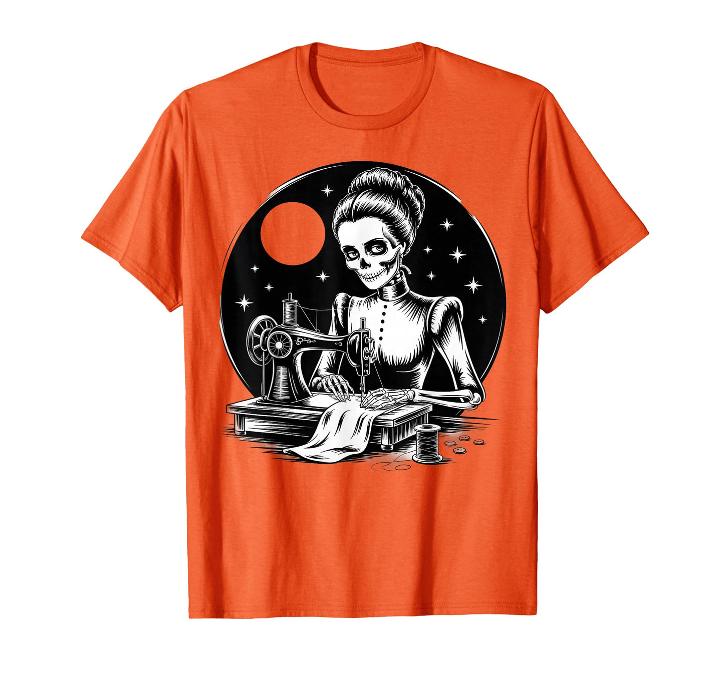 Skeleton Seamstress Sewing Machine Gothic Halloween Costume T-Shirt
