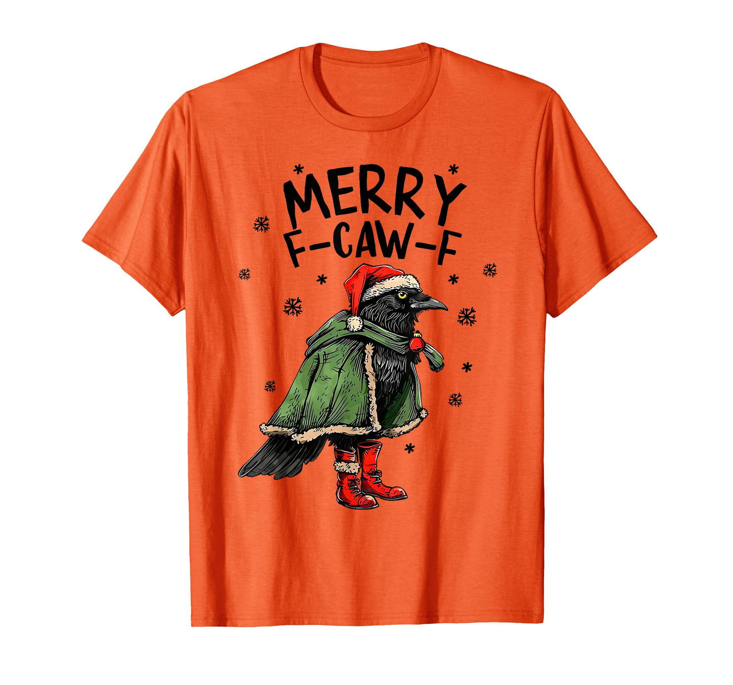 Retro Christmas Merry F-Caw-F Black Crow Xmas Holiday T-Shirt