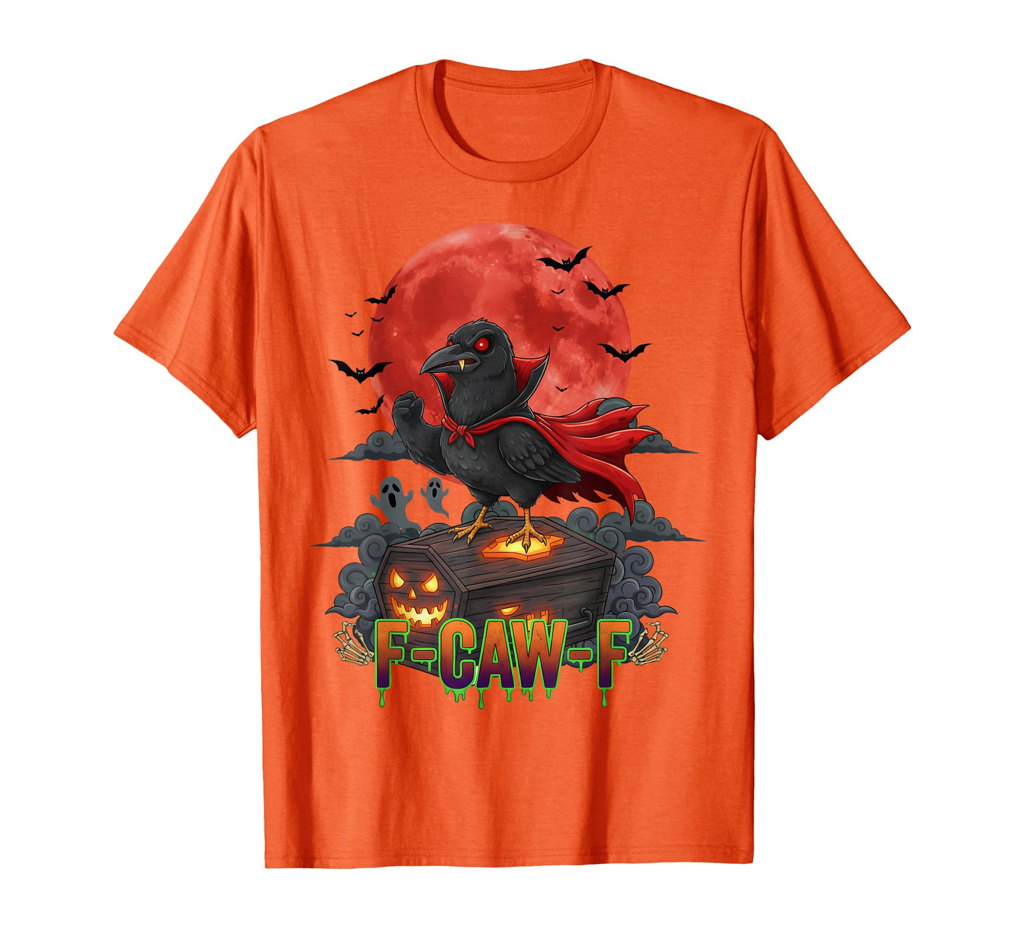 Vampire Crow F-Caw-F Funny Black Raven Halloween Adult Humor T-Shirt