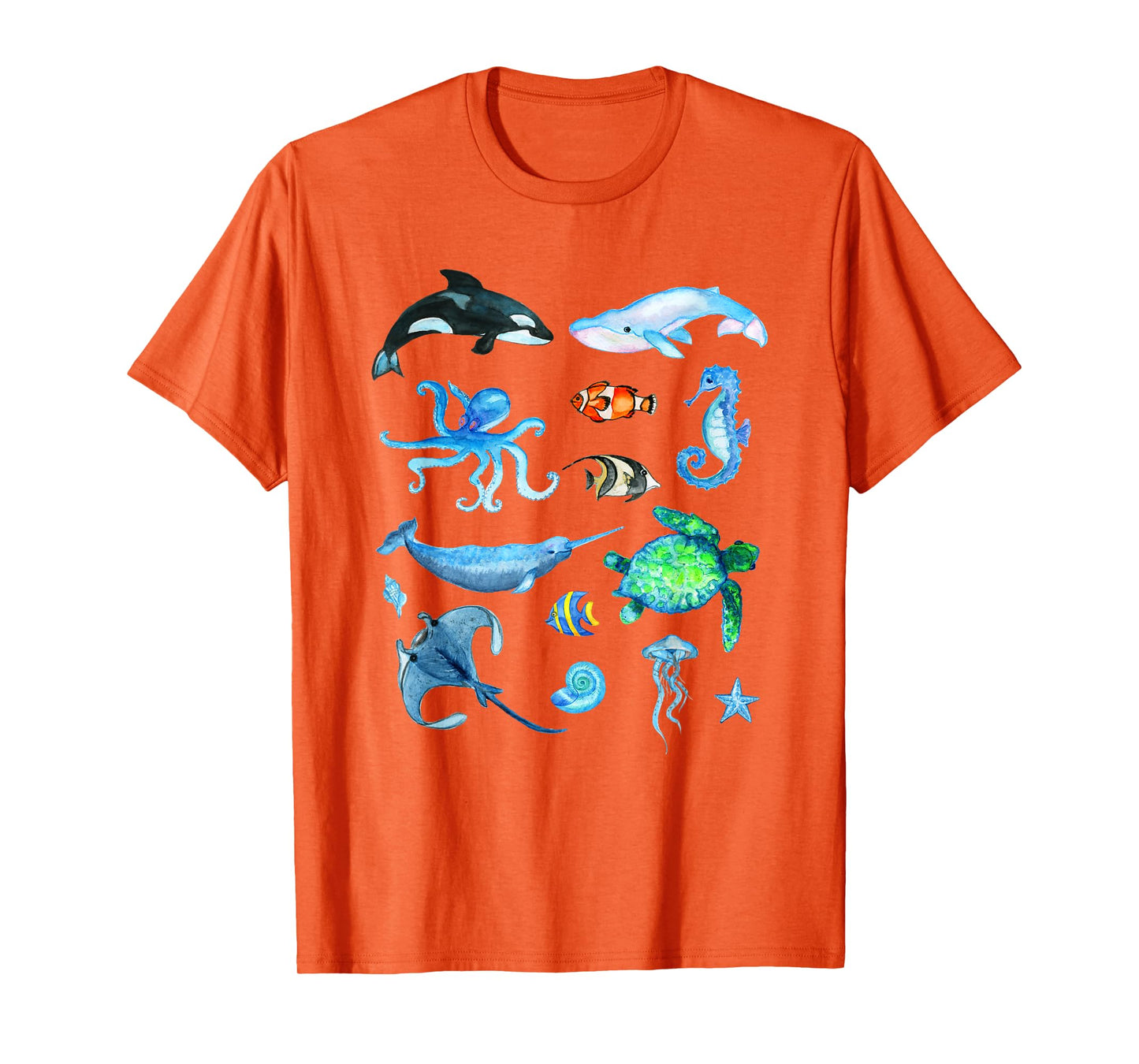 Watercolor Sea Animals Kids Ocean Wildlife T-Shirt