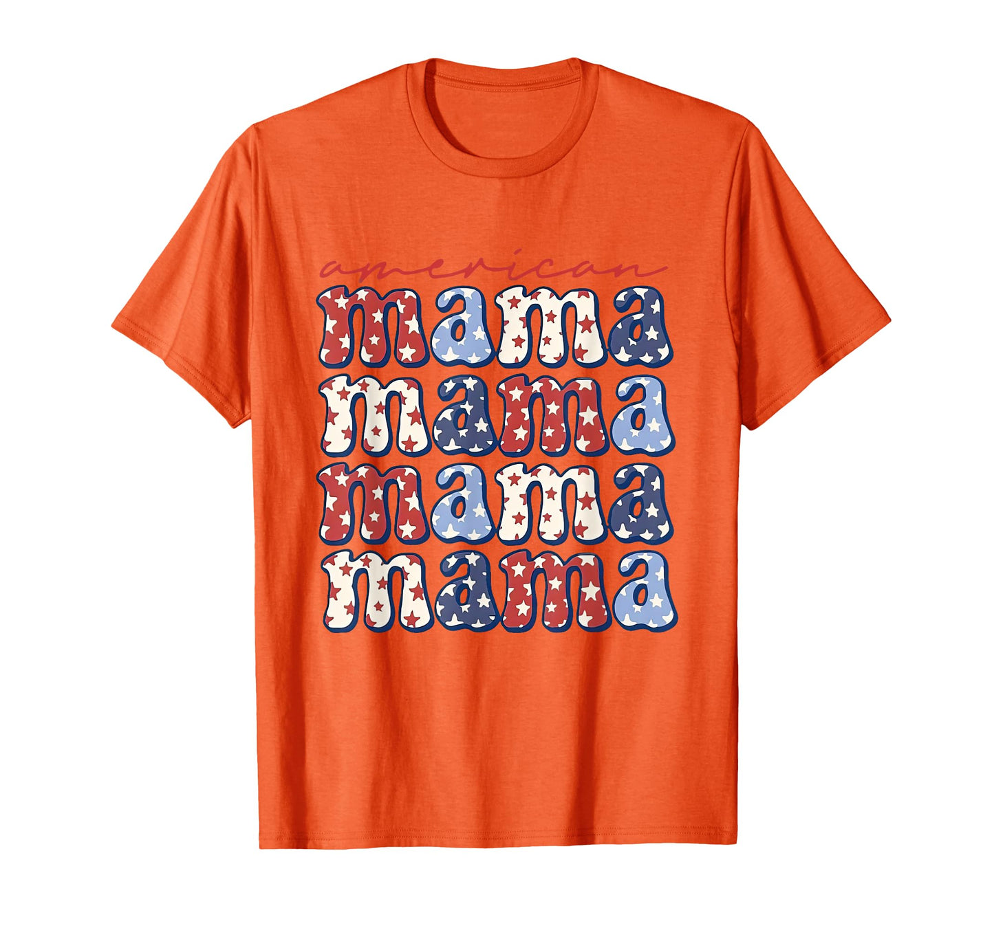 Retro Groovy American Mama 4th Of July Patriotic Mom Women T-Shirt