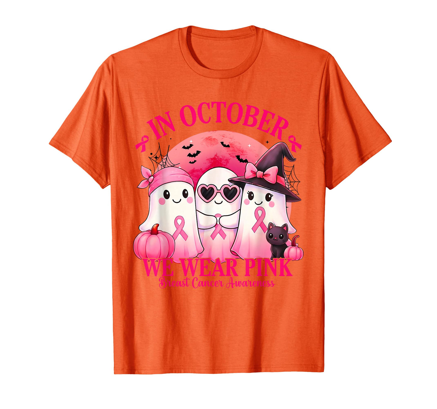 Breast Cancer Halloween Women in October We Wear Pink T-Shirt
