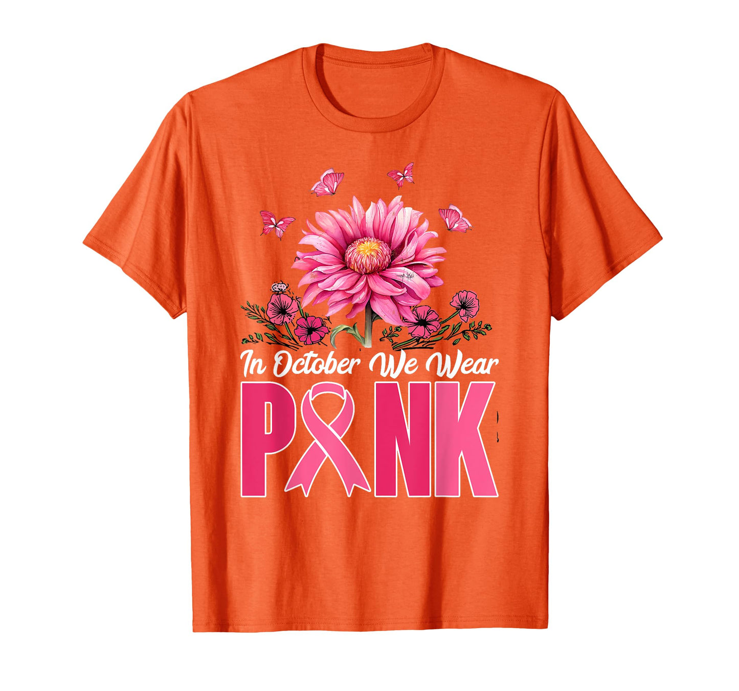 In October We Wear Pink Sunflower Breast Cancer Awareness T-Shirt