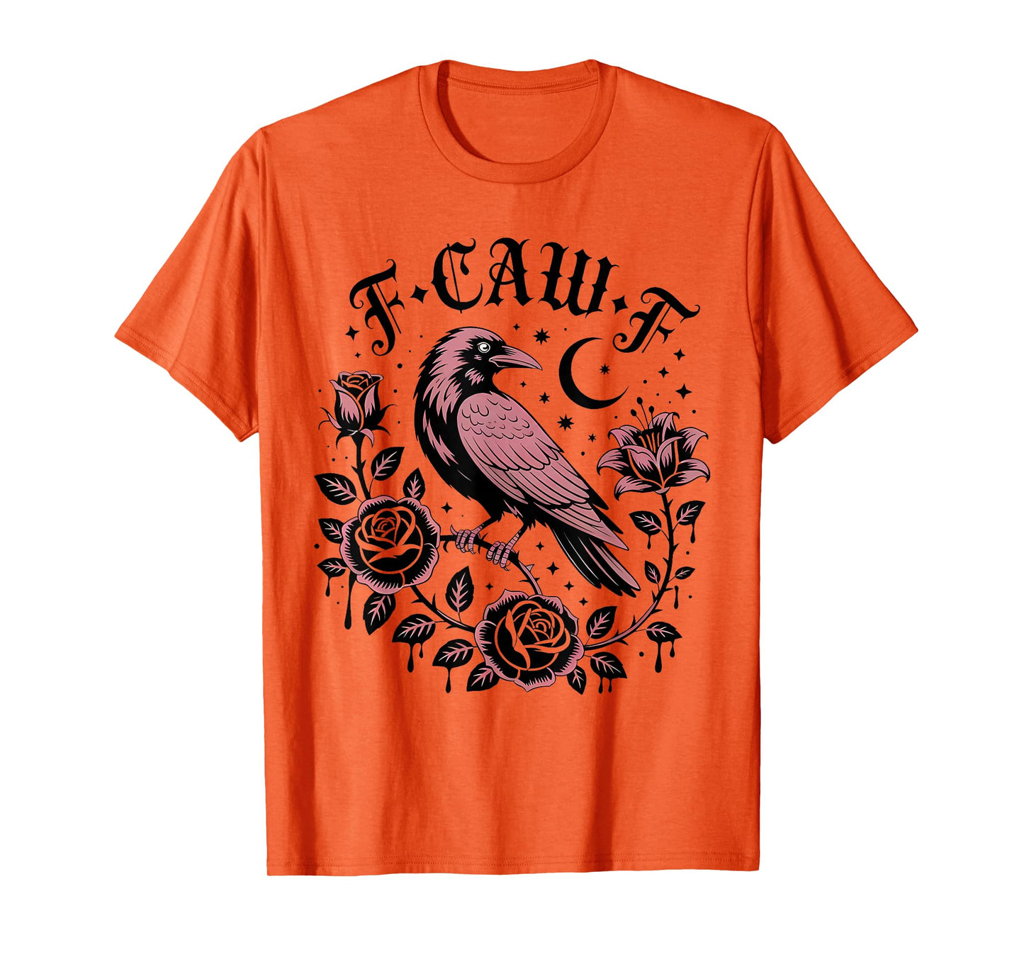 Vintage F Caw F Crow Floral Gothic Bird Roses Moon Outfit T-Shirt