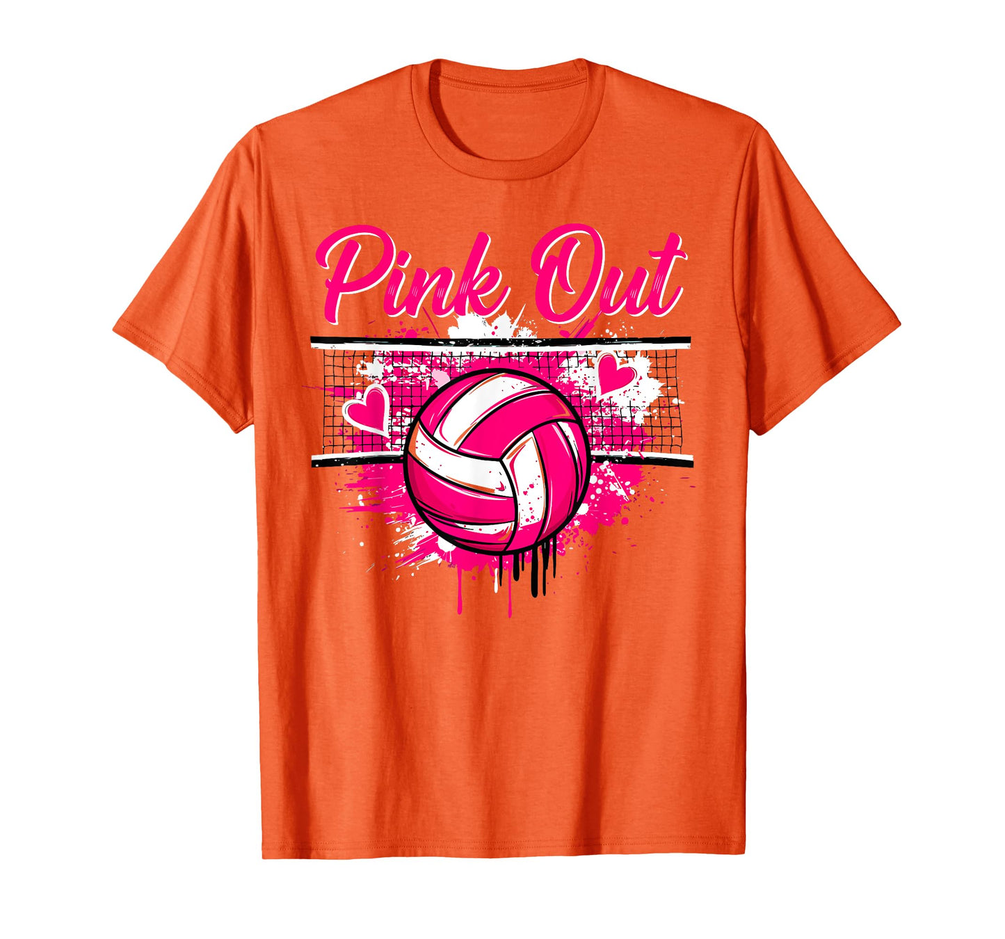 Pink Out Volleyball Breast Cancer Awareness Support Ribbon T-Shirt