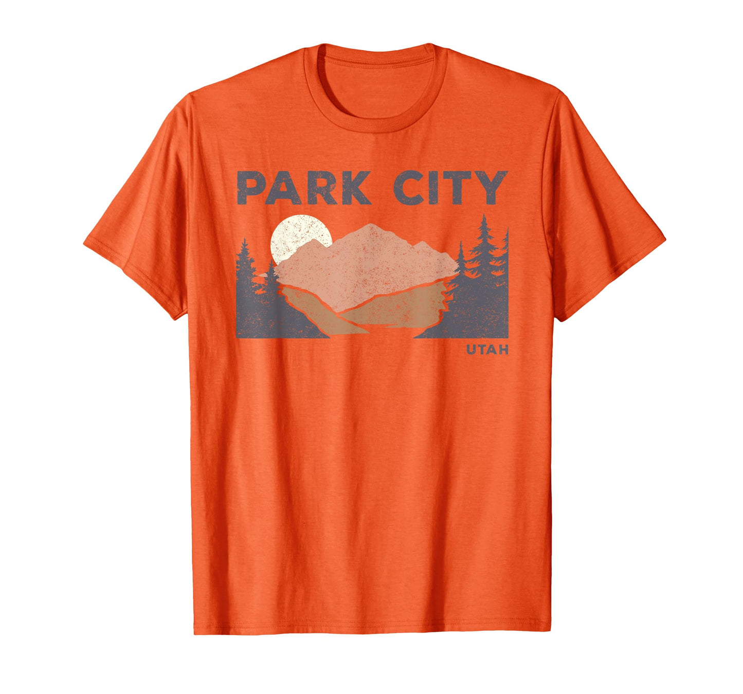 Vintage Retro Park City Utah Faded Mountain Forest Hiking T-Shirt
