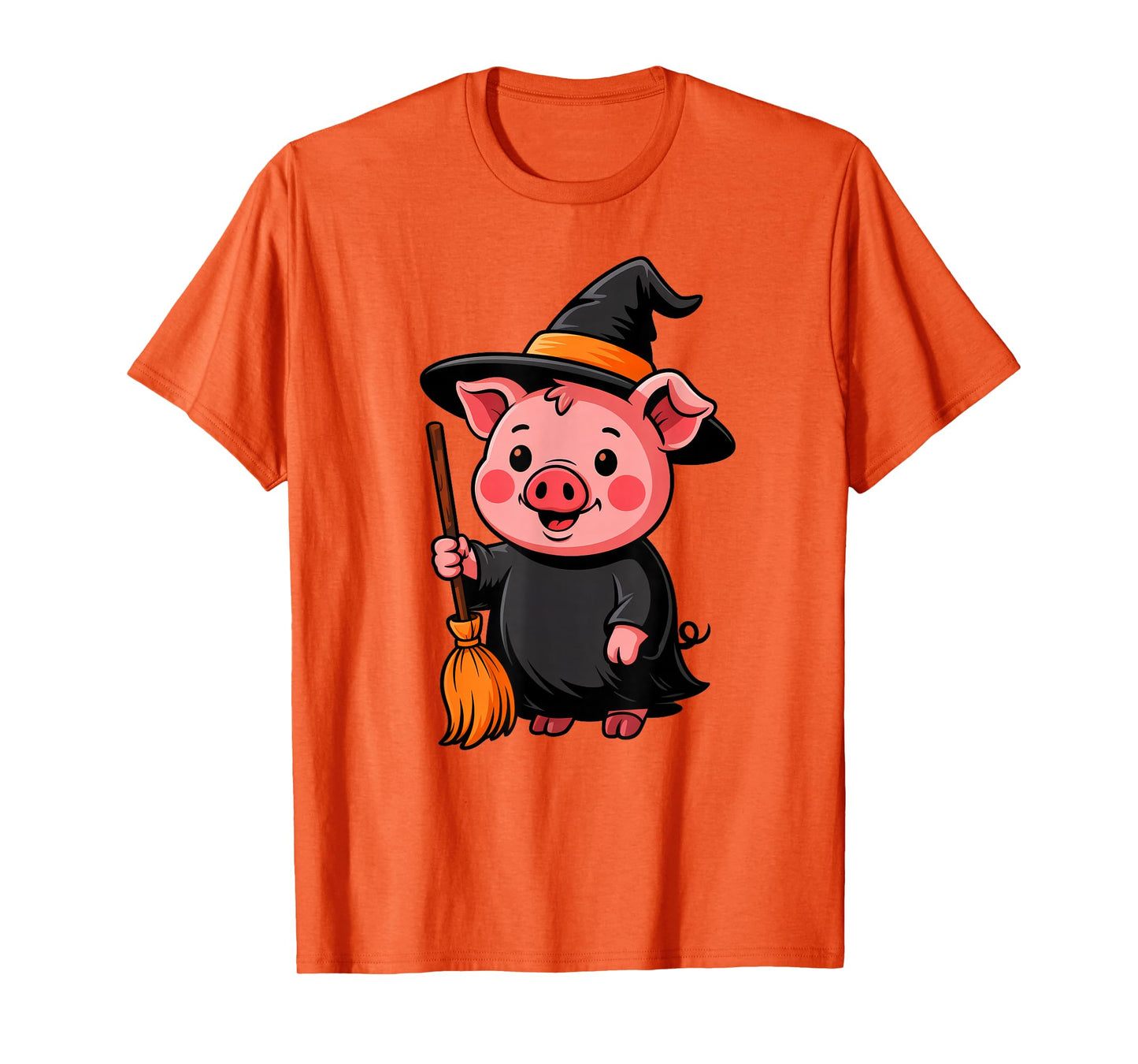 Cute Halloween Pig Witch Hat Women Girls Farmer Pig Lover T-Shirt
