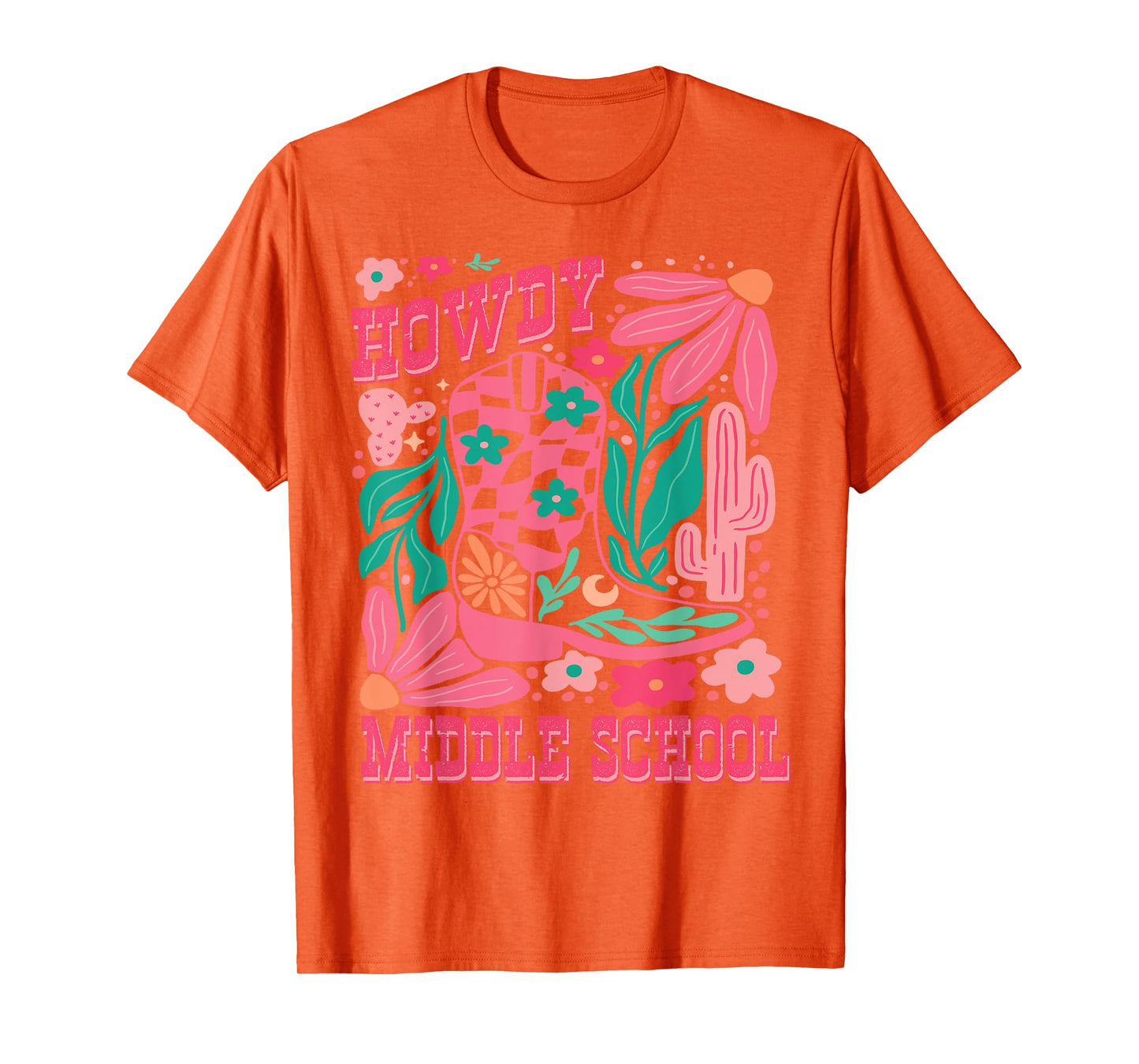 Howdy Middle School Western Girl Country Rodeo Pink Cowgirl T-Shirt