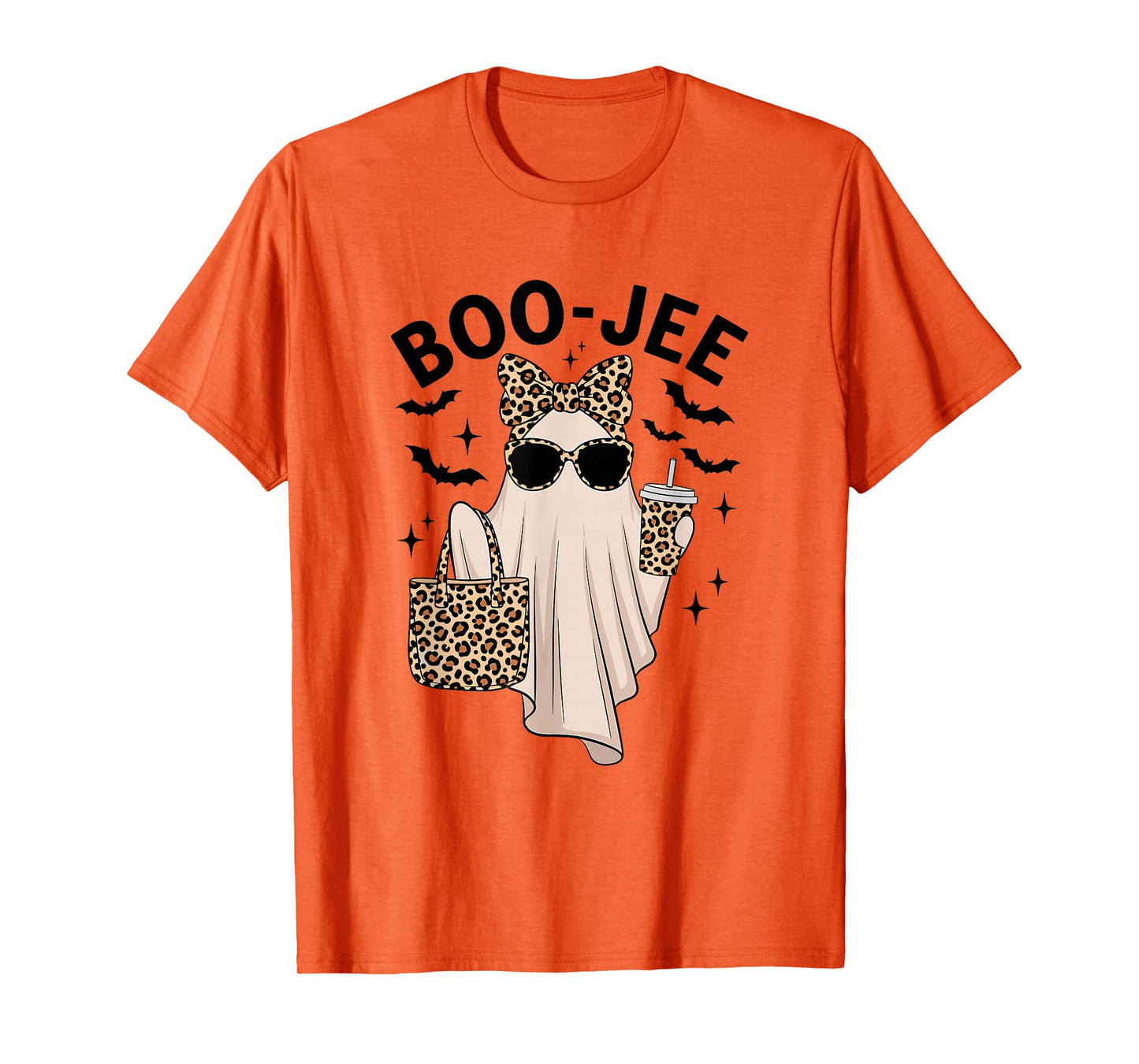 Coquette Leopard Ghost Coffee Boo-JEE Halloween Boujee Ghost T-Shirt