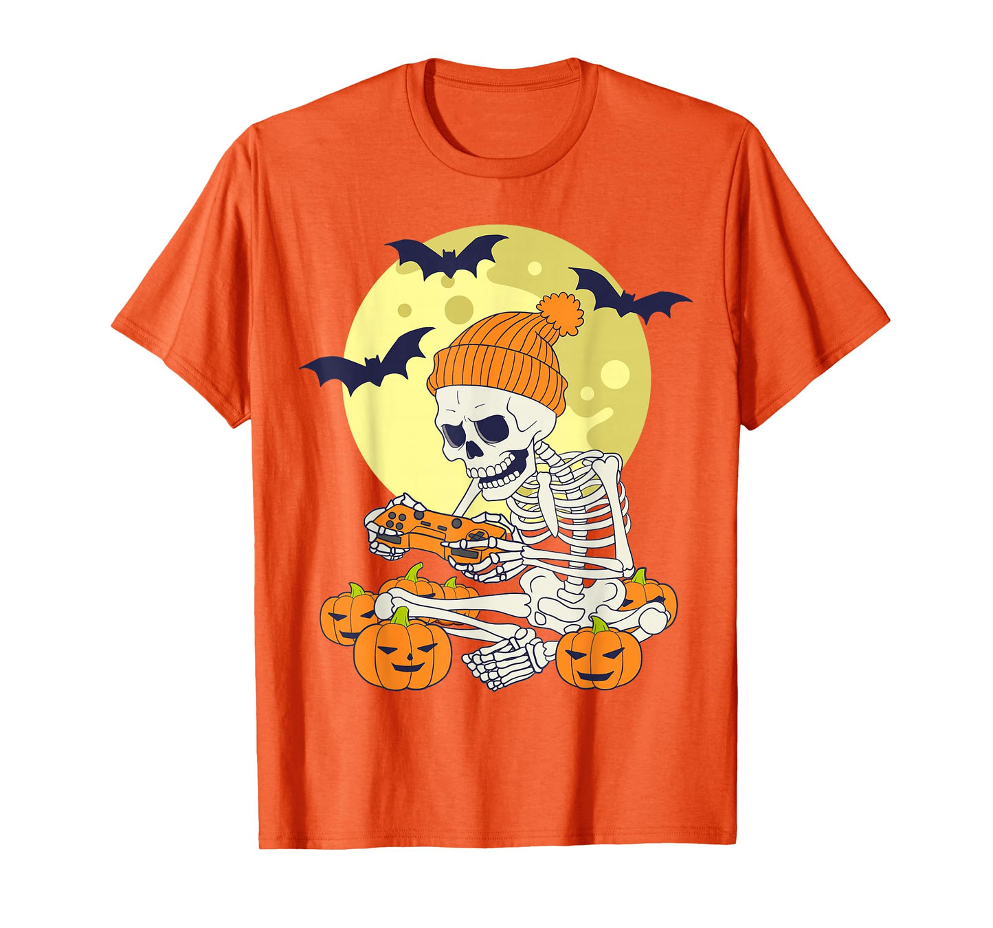 Funny Halloween Skeleton Gamer Video Games Boys Mens Gaming T-Shirt