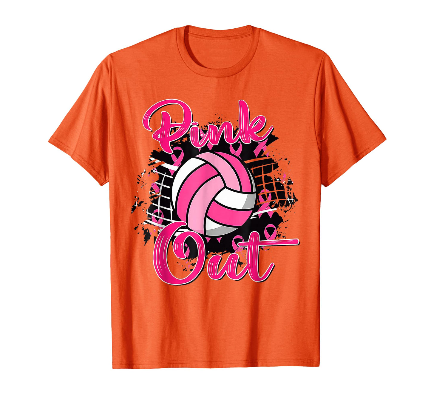 Pink Out Volleyball Pink Ribbon Breast Cancer Awareness T-Shirt