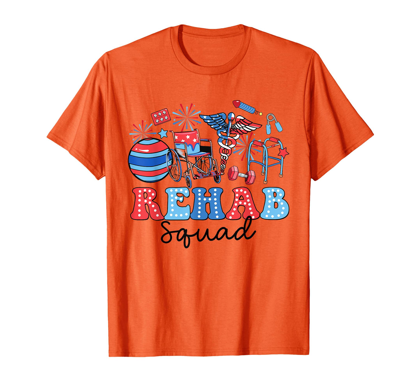 Retro Rehab Squad American Flag Rehab Nurse 4th Of July Women Men T-Shirt