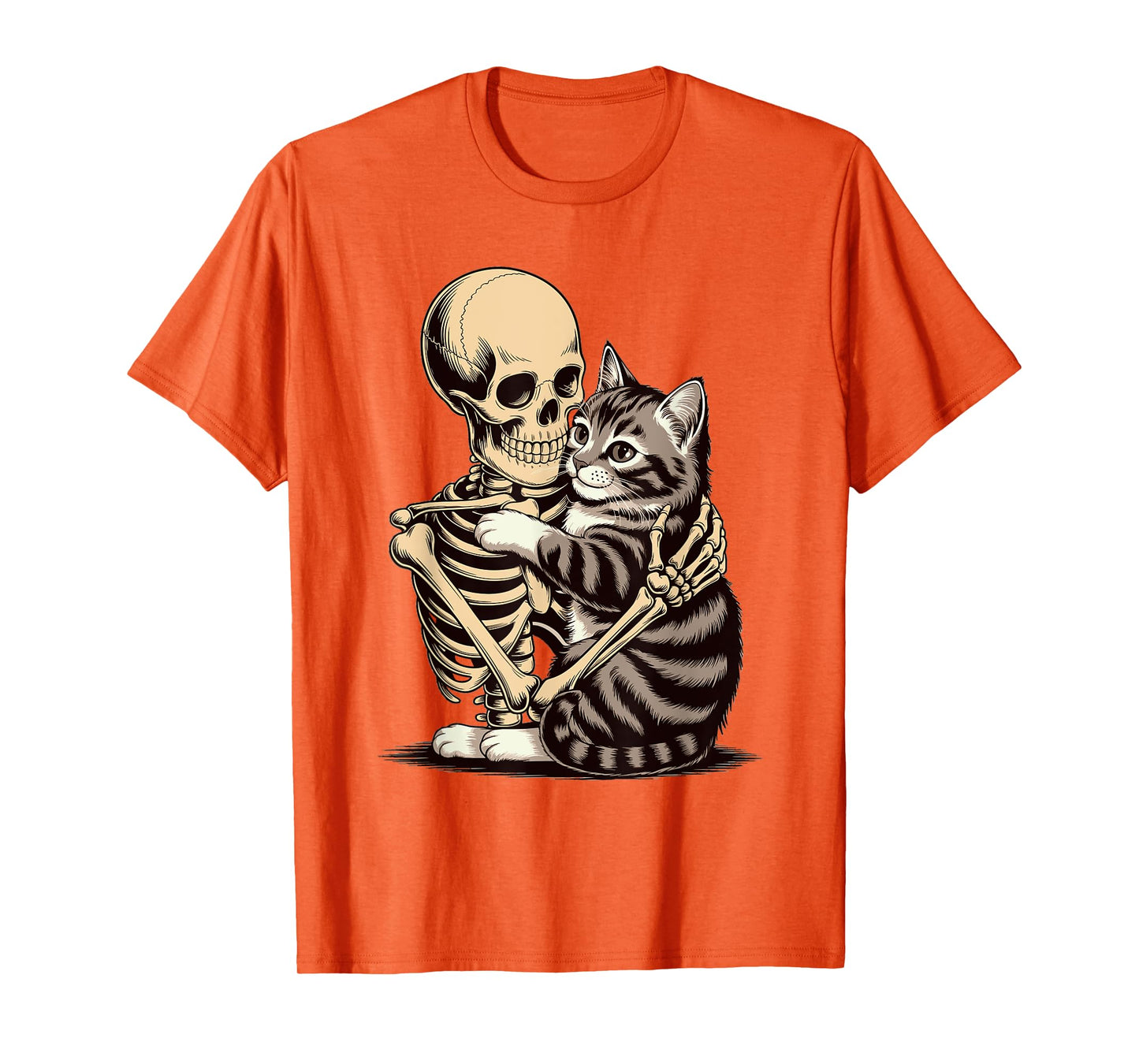Funny Skeleton Cat Hug Halloween - Cute Spooky Kitty Costume T-Shirt