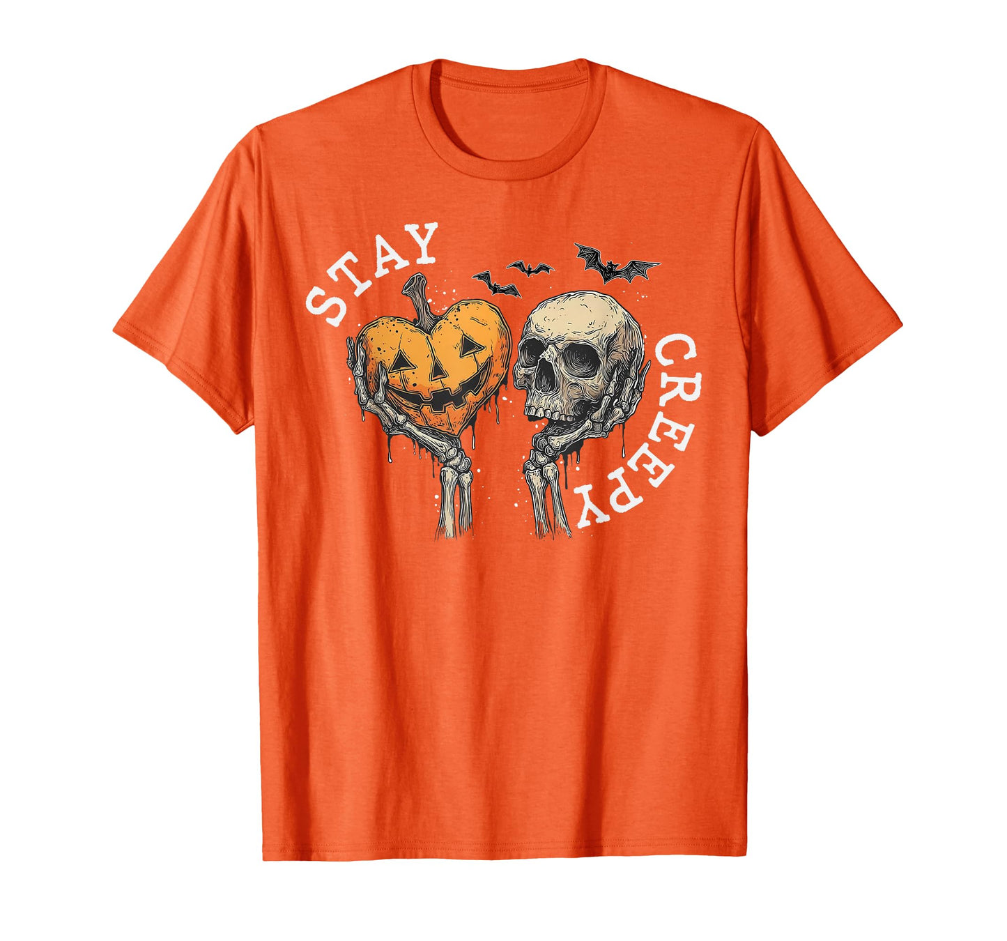 Stay Creepy Dripping Heart Halloween Skeleton Hand Spooky T-Shirt