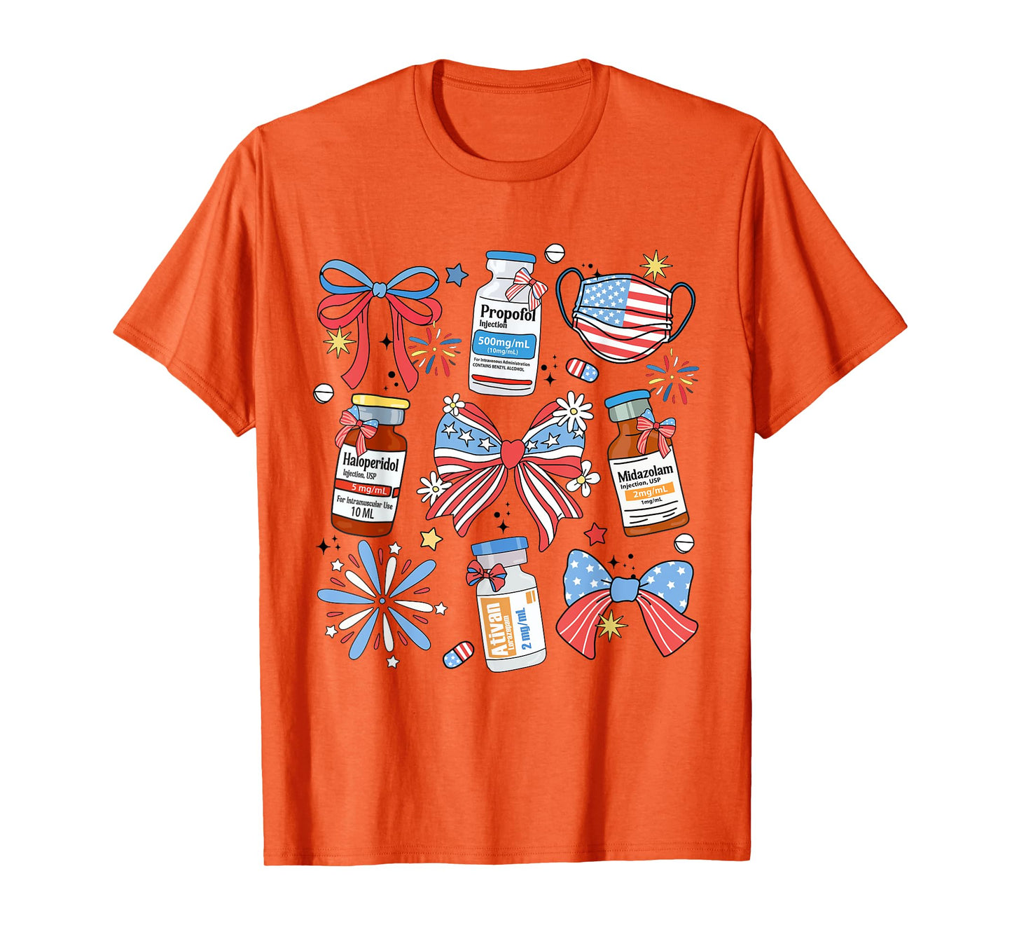 Coquette Bow 4th of July Nurse Girly Pharmacy ICU Nurse CRNA T-Shirt