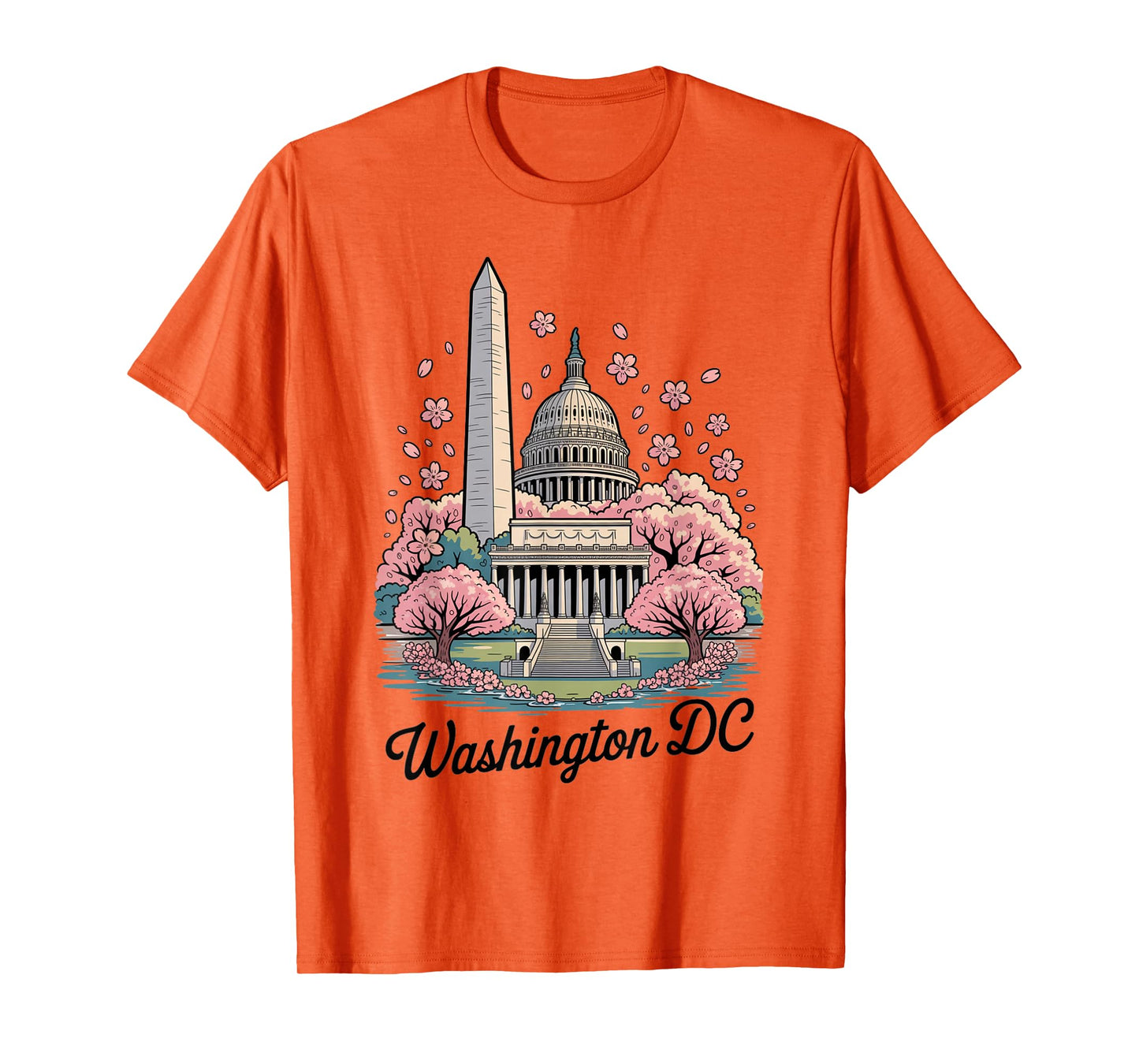 Washington DC Cherry Blossoms Landmark Art Souvenir T-Shirt