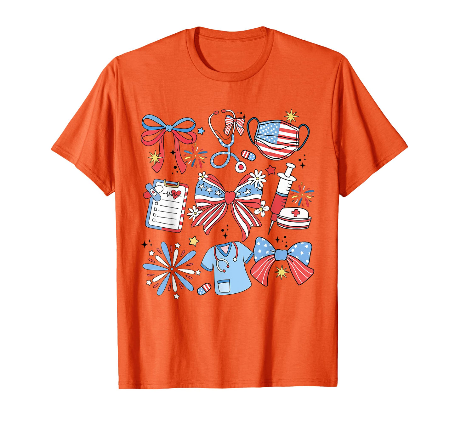 Coquette Bow 4th July Nurse ICU Nurse CRNA Surgical Medical T-Shirt