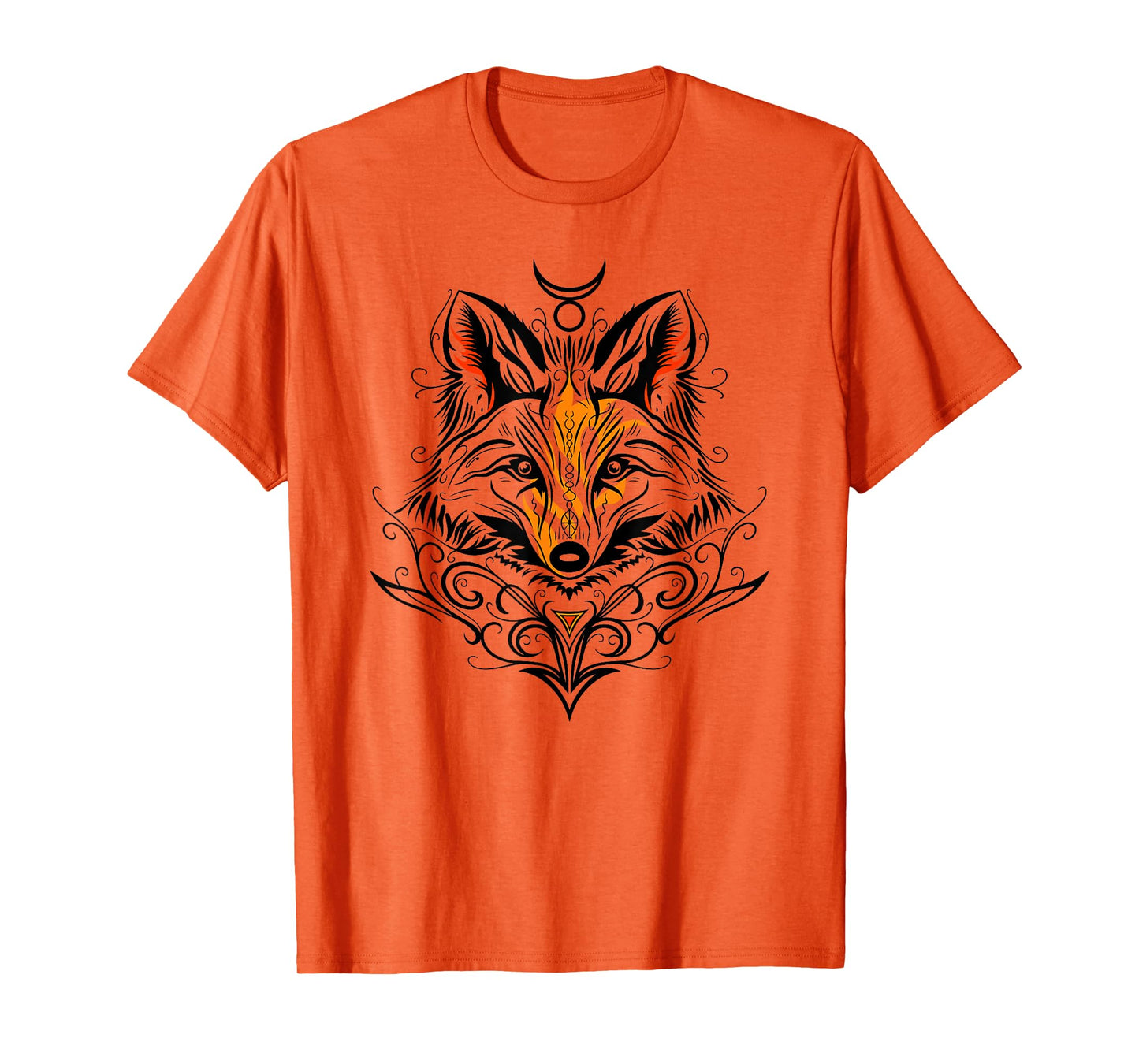 Occult Fox with Tribal Tattoo Fox with Fire and God Symbol T-Shirt