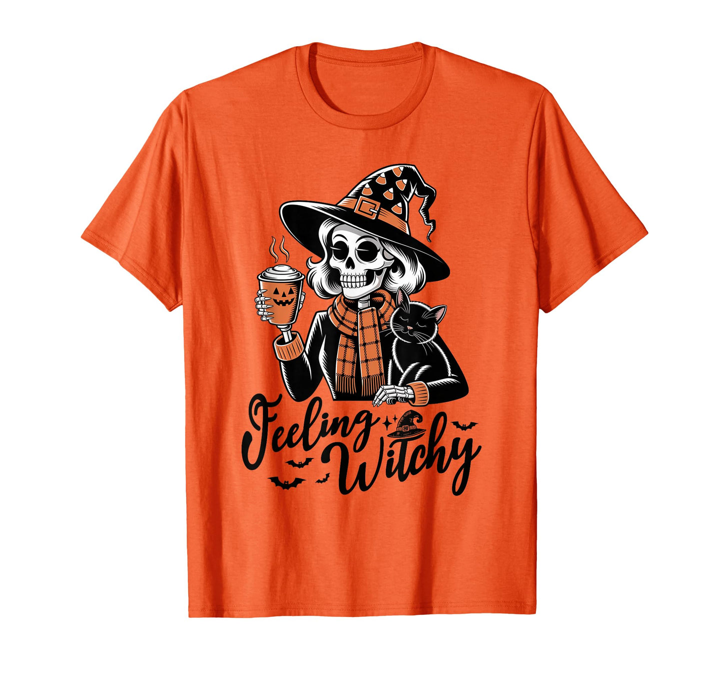 Feeling Witchy Halloween Pumpkin Spice Latte Funny T-Shirt