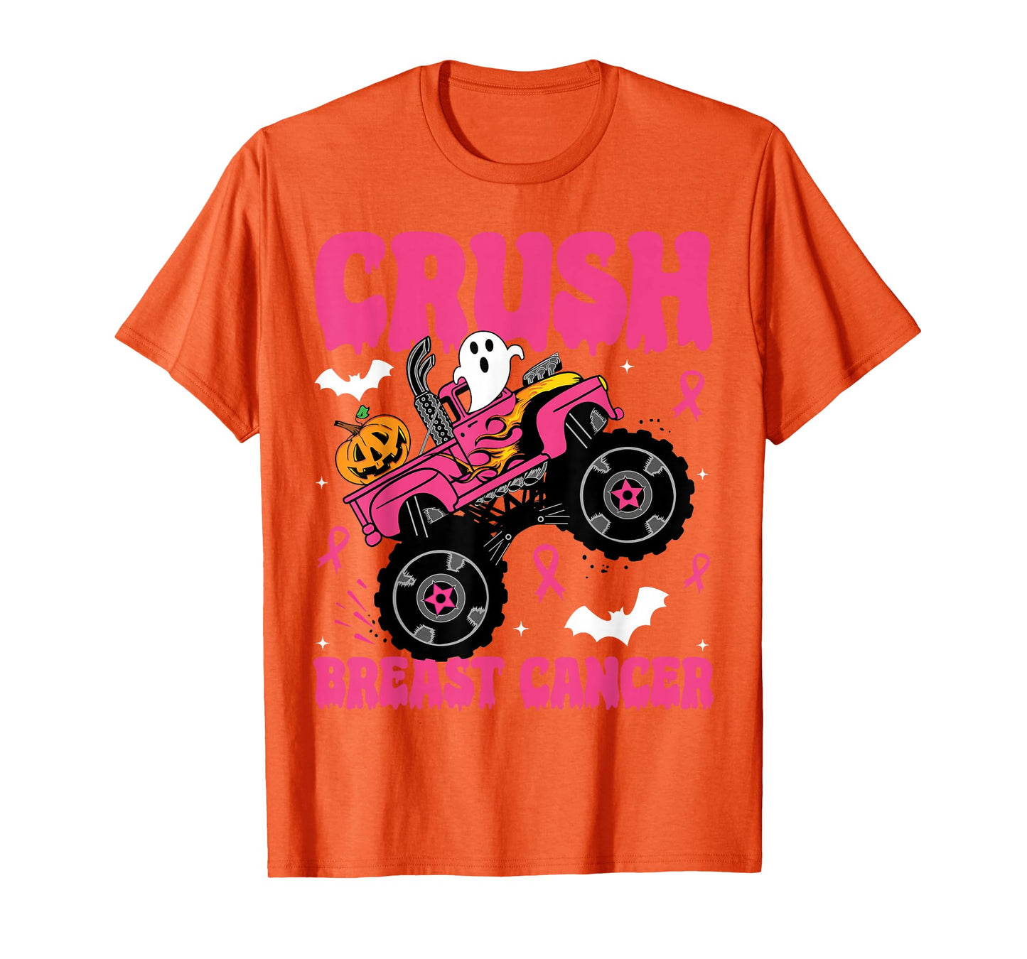 Crush Breast Cancer Awareness Monster Truck Halloween kids T-Shirt