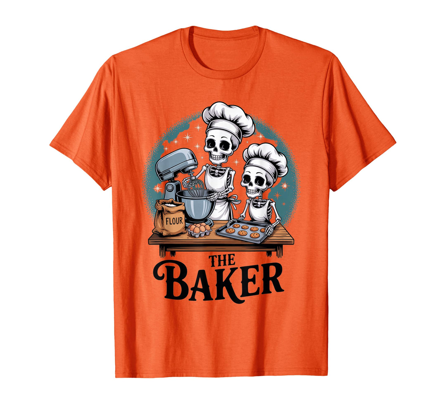 The Baker Funny Halloween Skeleton Baking Outfit T-Shirt