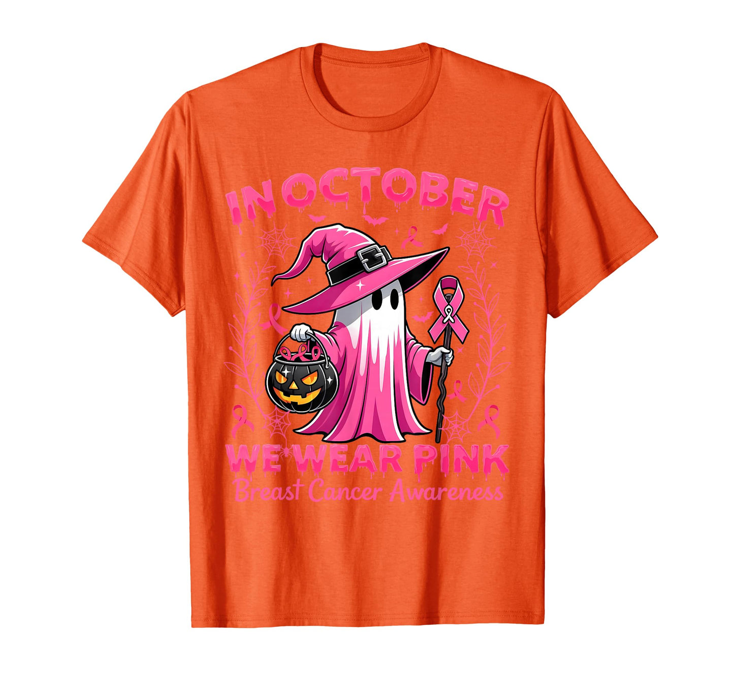 In October We Wear Pink Breast Cancer Awareness Halloween T-Shirt