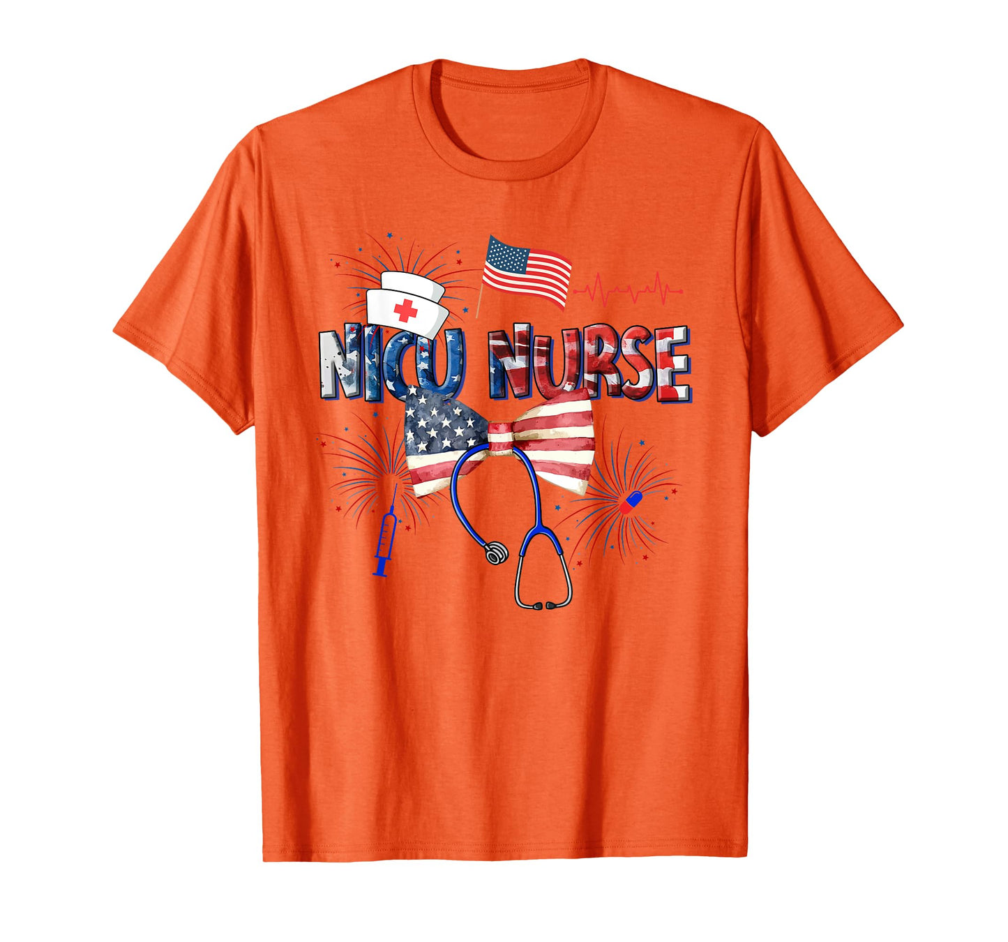 Cute 4th of July NICU Nurse American Flag Fourth Of July T-Shirt
