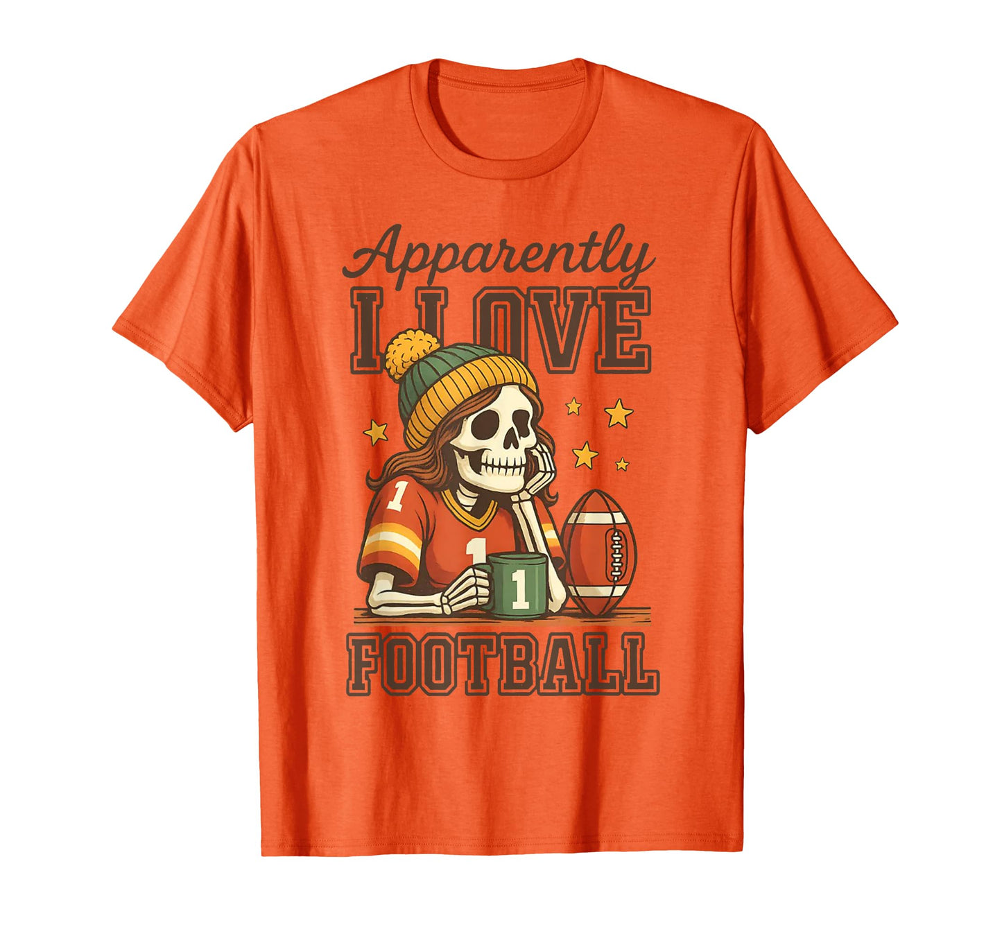 Apparently I Love Football Skeleton Football T-Shirt