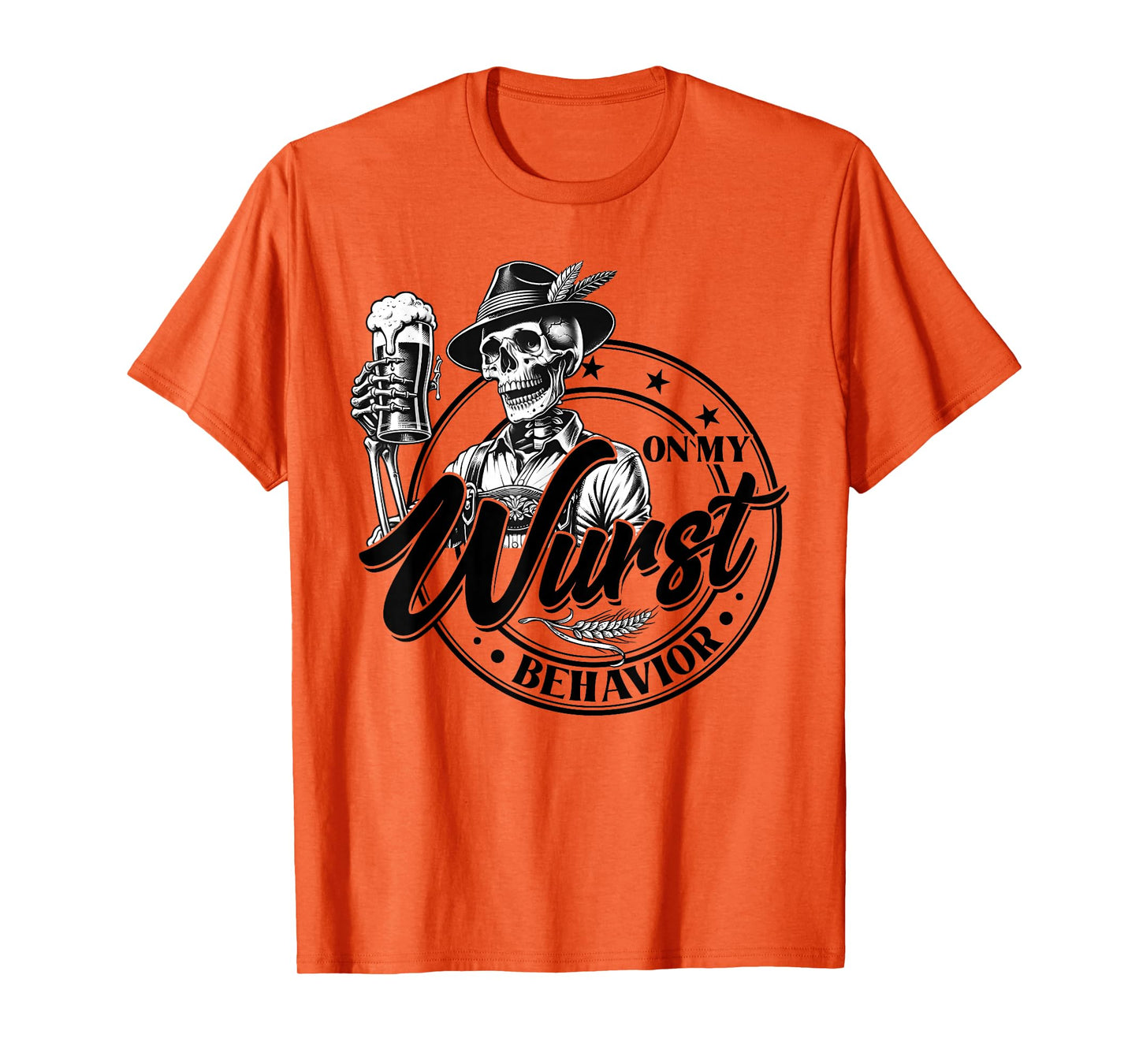 Oktoberfest On My Wurst Behavior German Beer Skeleton Men T-Shirt
