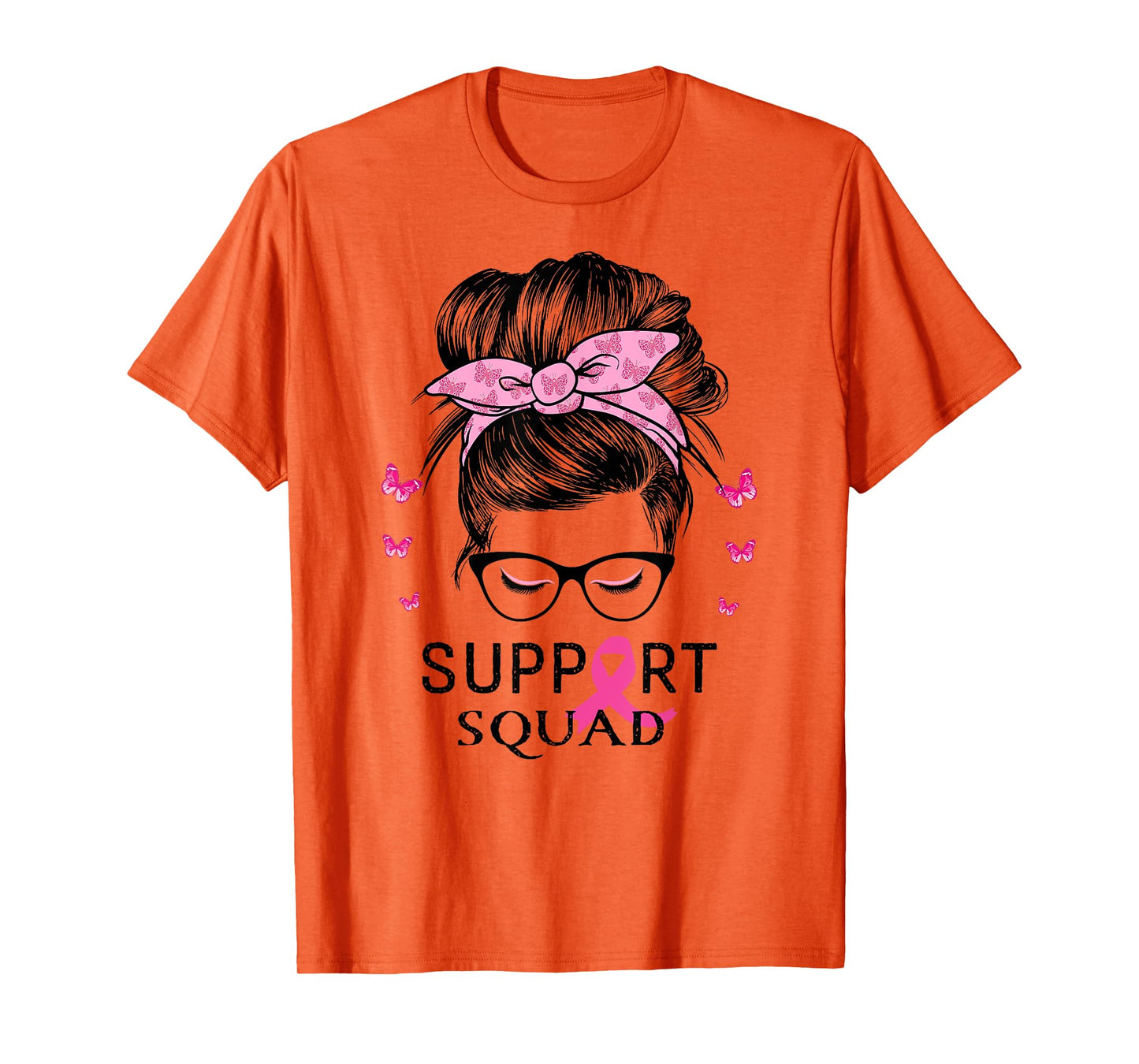 Support Squad Messy Bun Breast Cancer Awareness T-Shirt