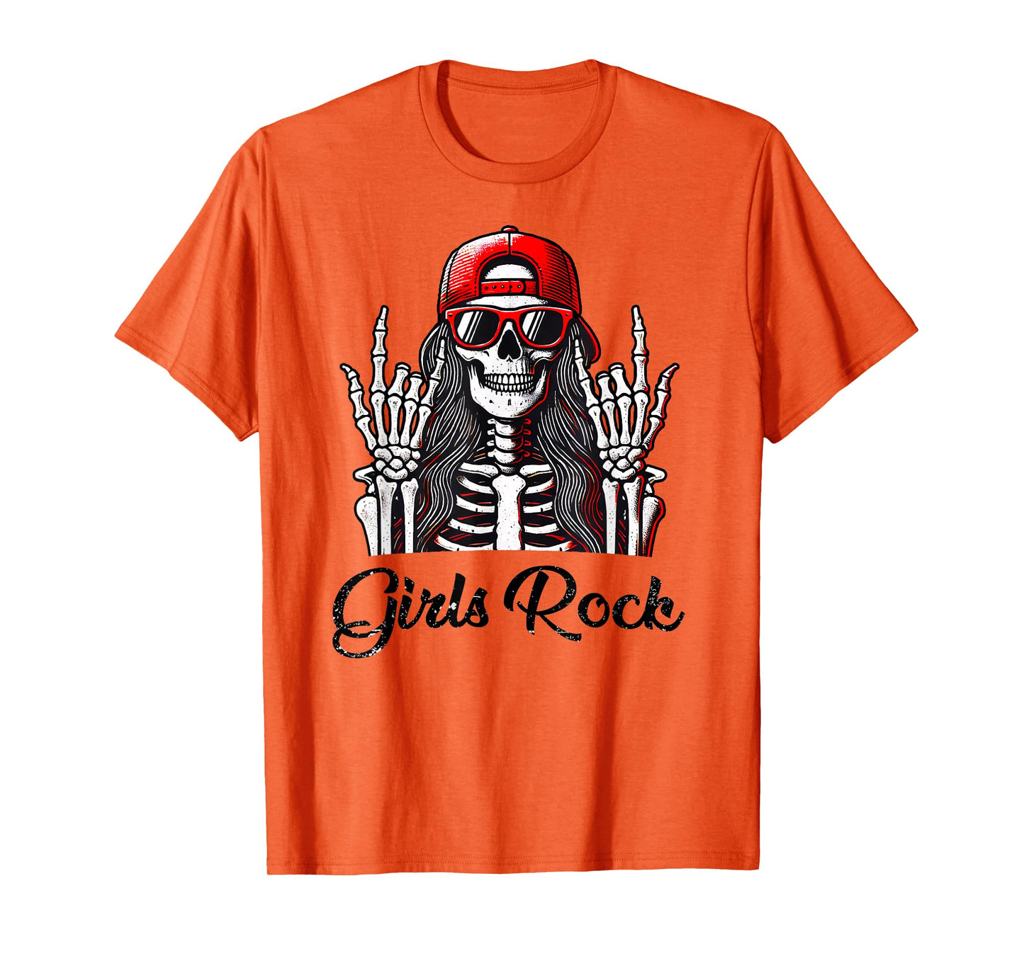 Girls Rock Rock'n Roll Girl Skeleton Rocker Cool Punk Rock T-Shirt