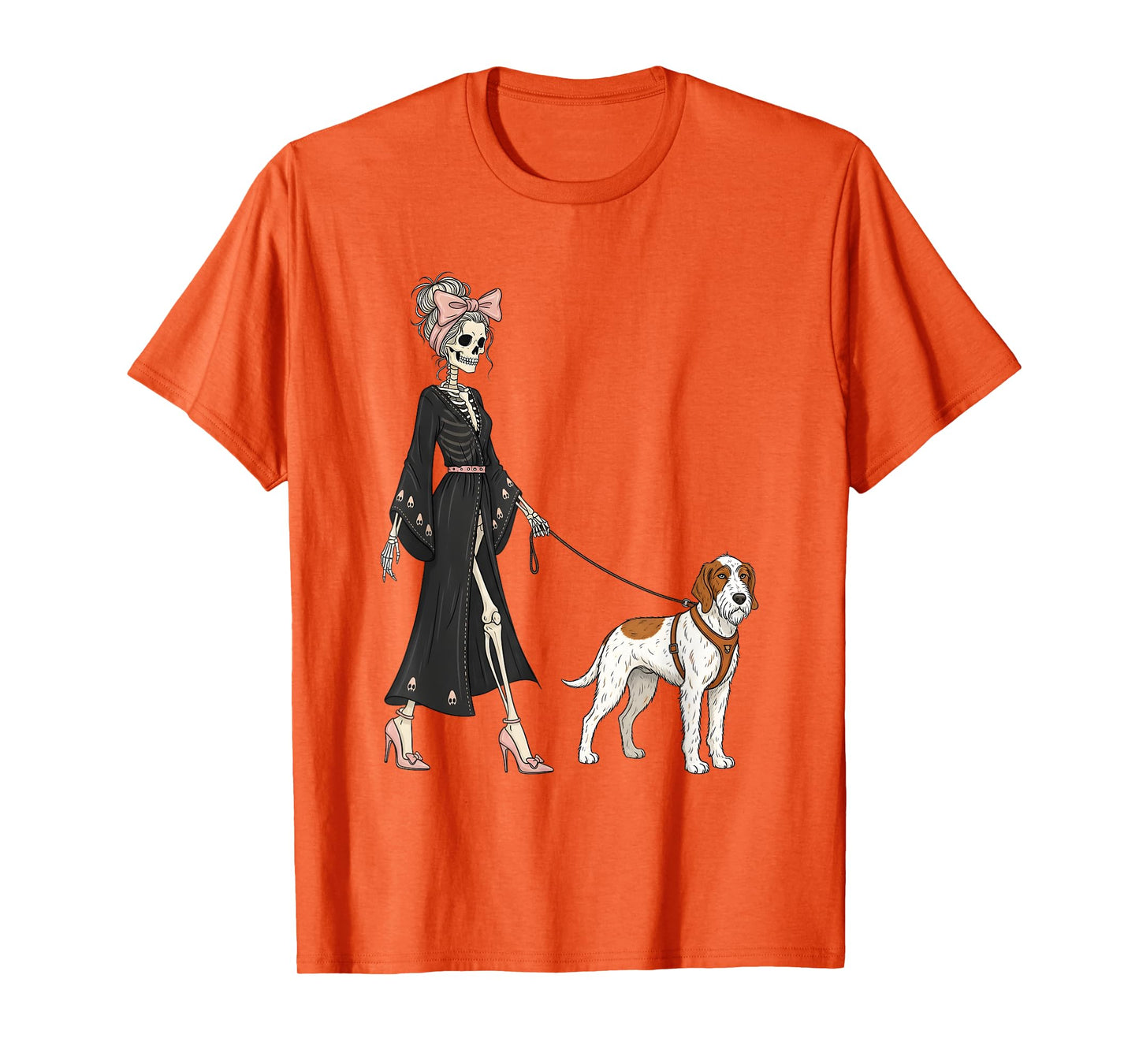 Skeleton Spinone Italiano Dog Walking Halloween Women T-Shirt