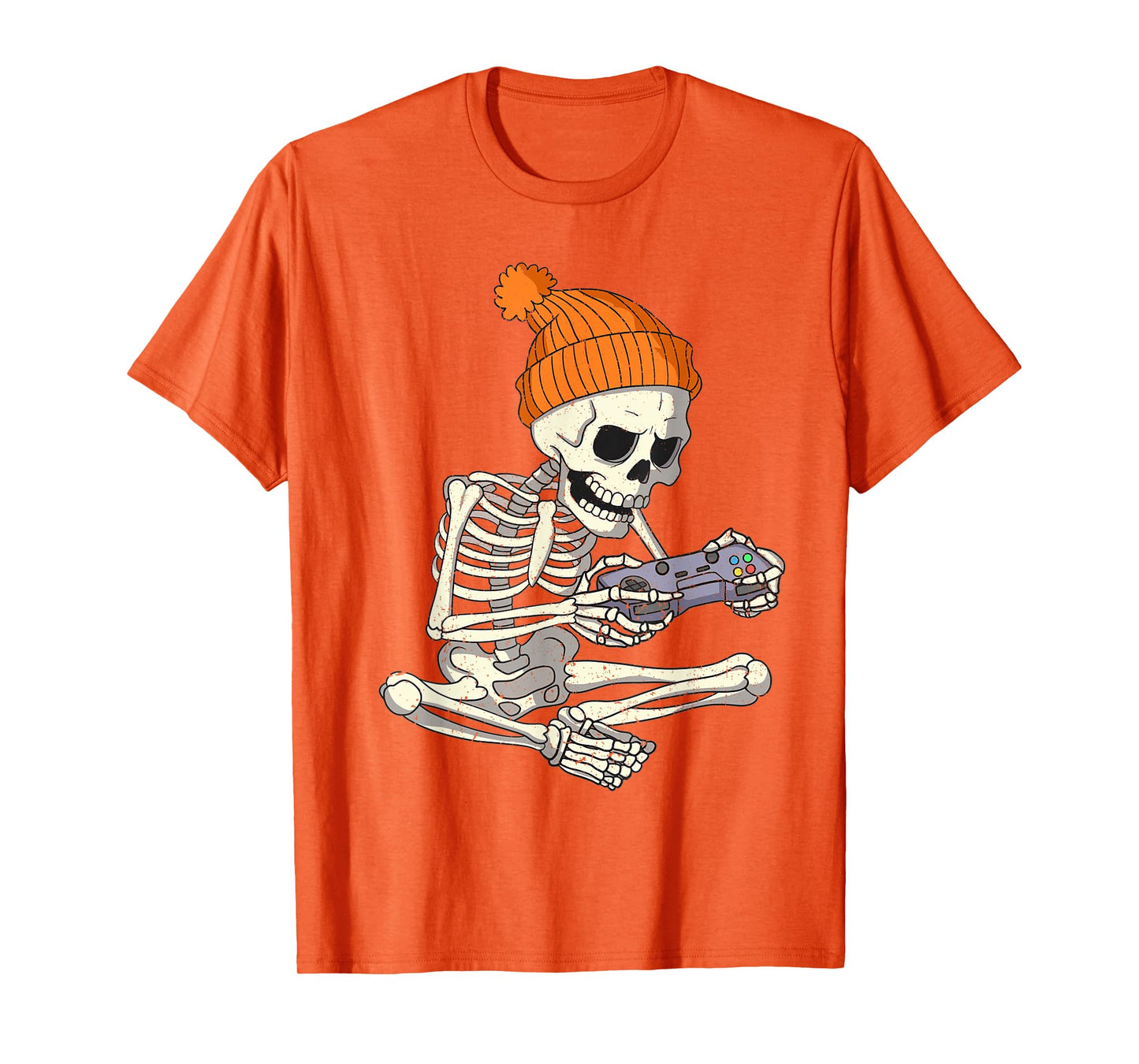 Funny Halloween Skeleton Gamer Video Games Boys Mens Gaming T-Shirt
