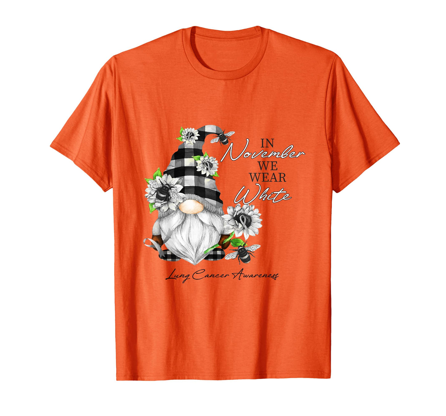 In November We Wear White for Lung Cancer Awareness Gnome T-Shirt