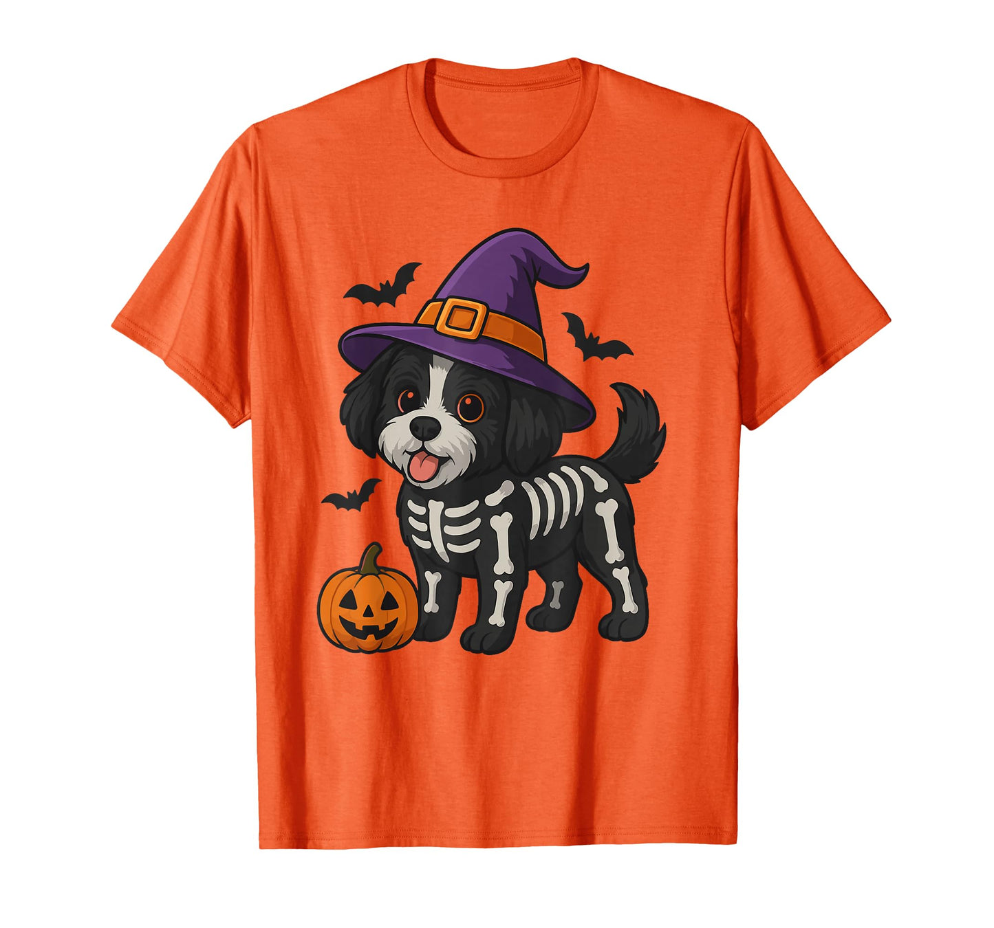 Shih Tzu Skeleton Halloween Spooky Trick or Treat T-Shirt