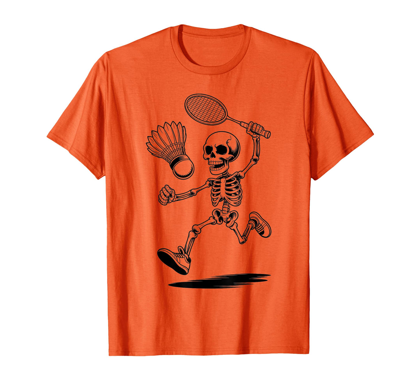 Funny Skeleton Playing Badminton Halloween Trick or Treat T-Shirt
