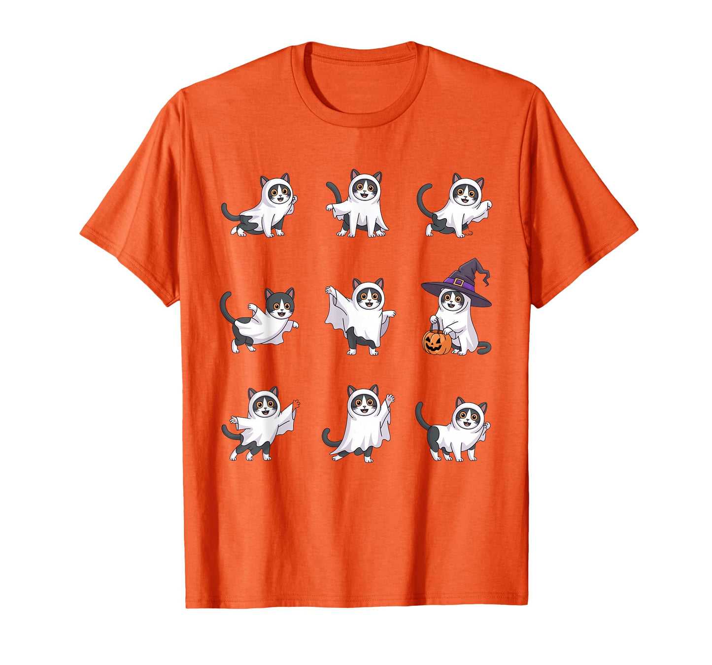 Cute Ghost Cat Funny Halloween Outfit Costumes Black Cat T-Shirt