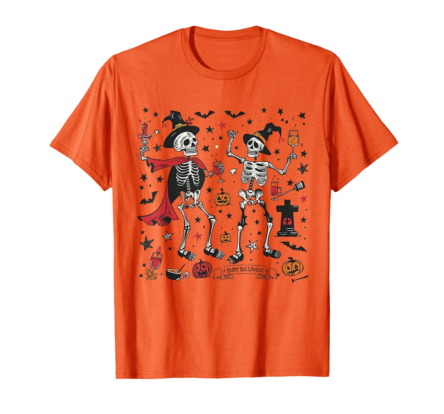 Dancing Skeletons Funny Spooky Halloween Party Men Boys Kids T-Shirt