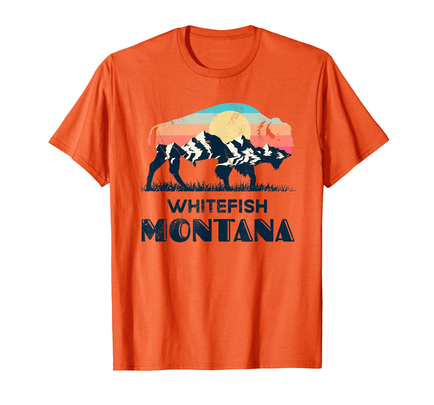 Whitefish Montana Vintage Hiking Bison Nature T-Shirt